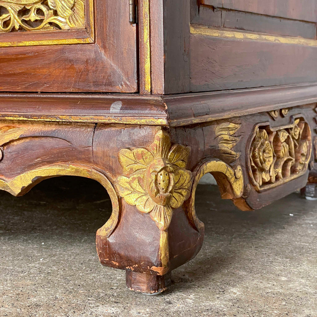 Vintage Peranakan-Style Gilt Carved Sideboard