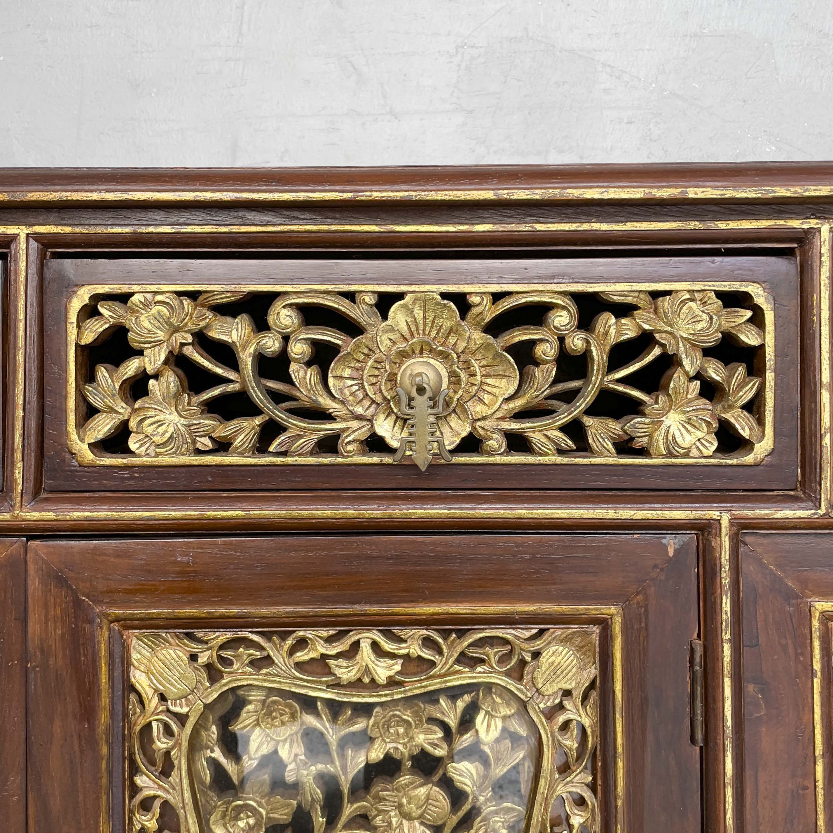 Vintage Peranakan-Style Gilt Carved Sideboard
