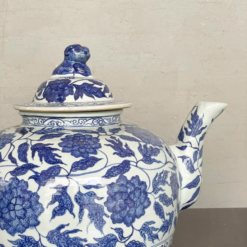 Large Chinese Blue & White Decorative Teapot