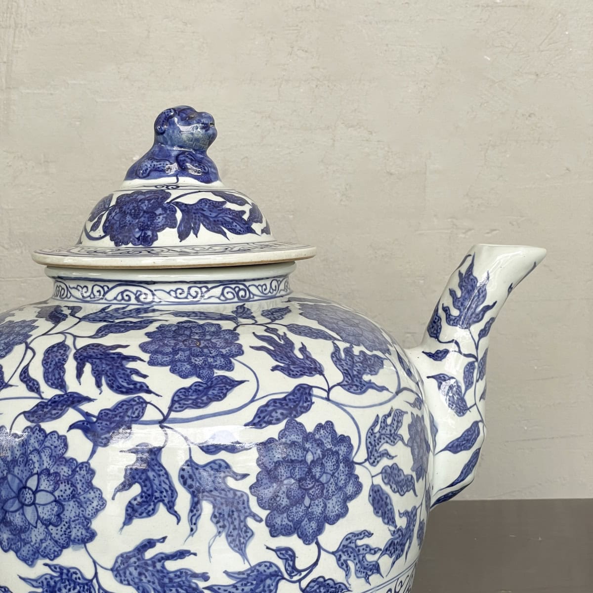 Large Chinese Blue & White Decorative Teapot