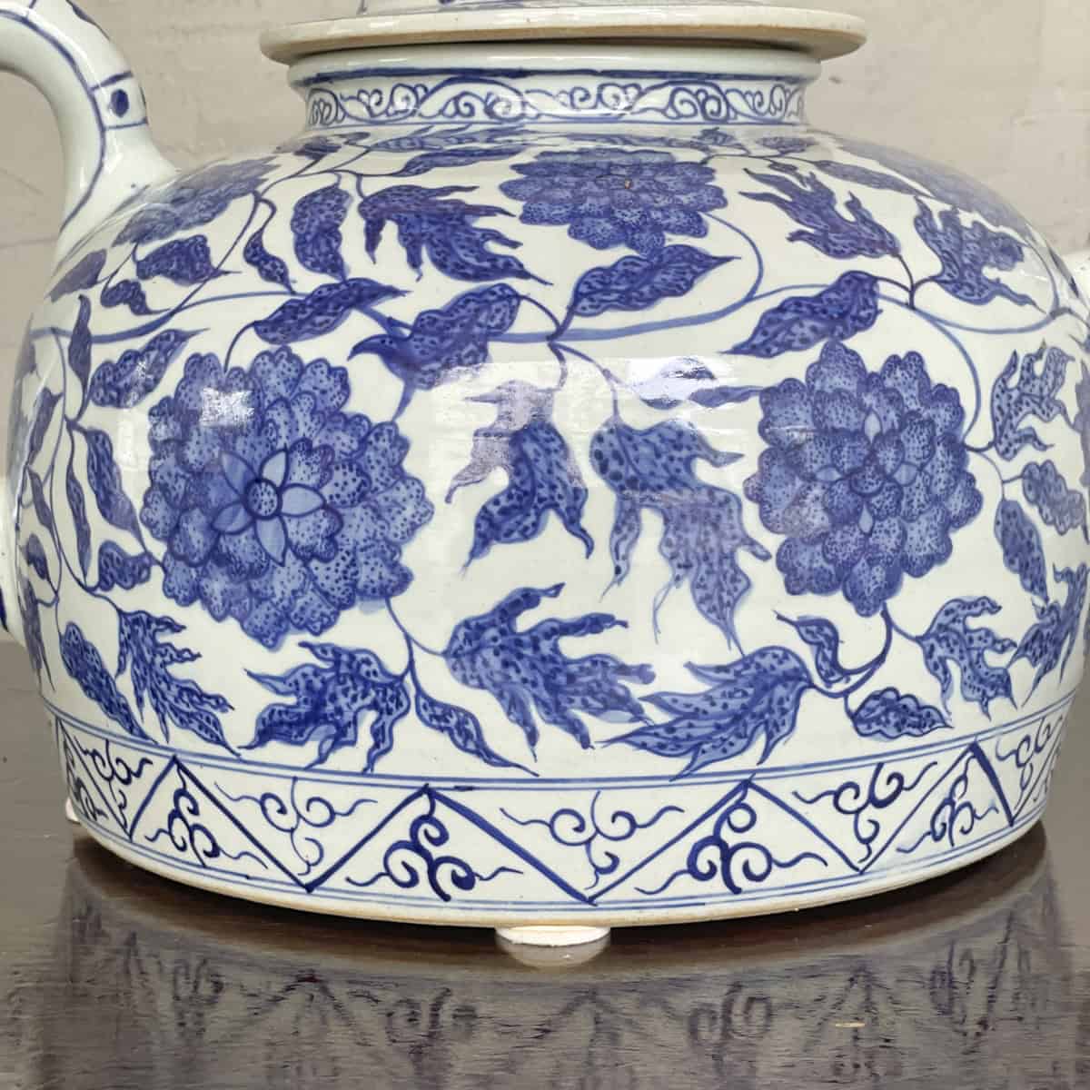 Large Chinese Blue & White Decorative Teapot