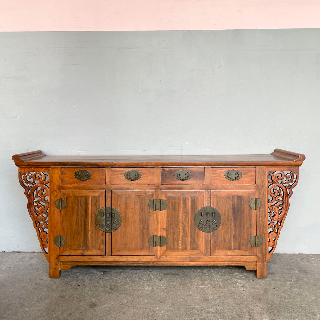 Elm Sideboard with Decorative Carved Sides