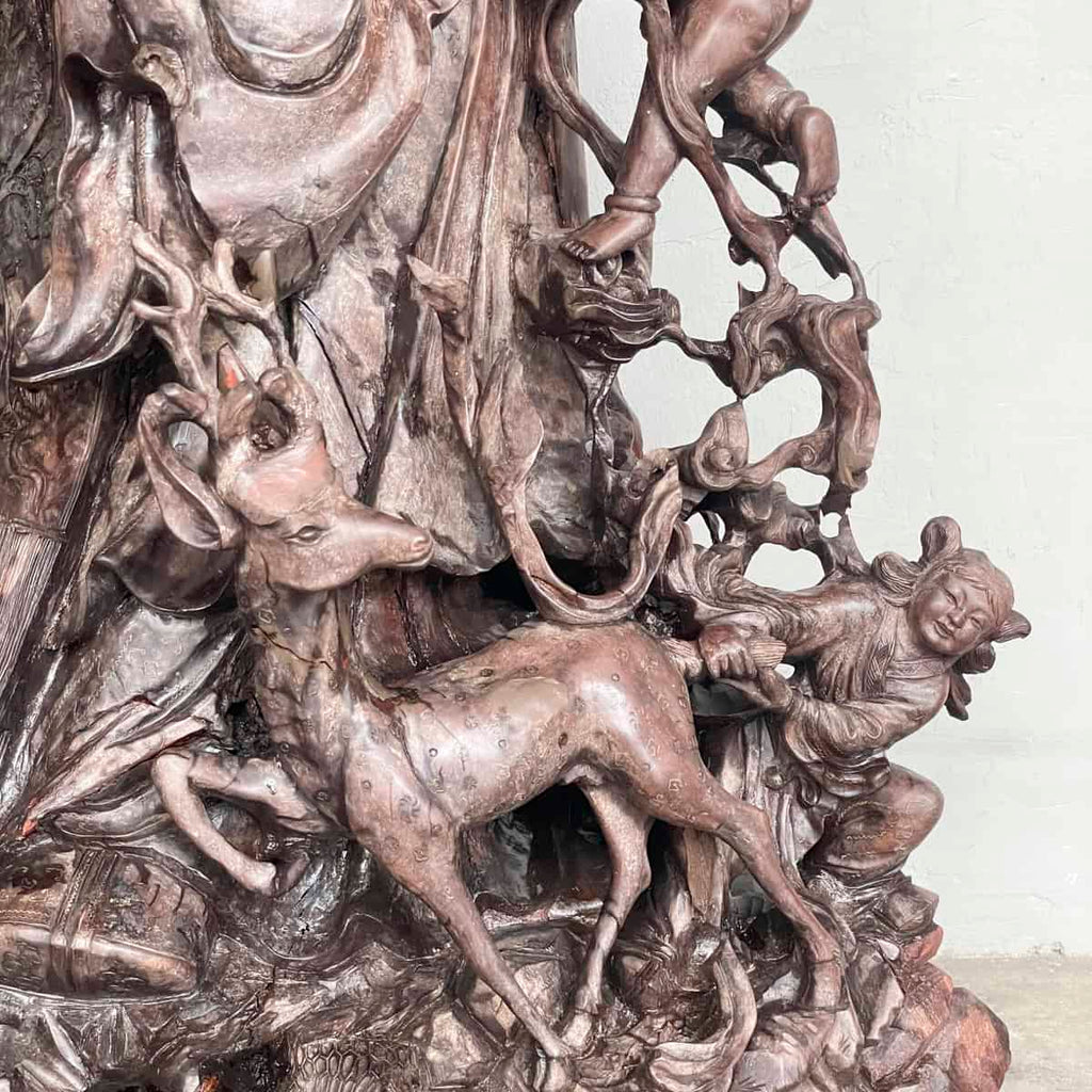 Carved Wooden Shouxing (寿星) Sculpture