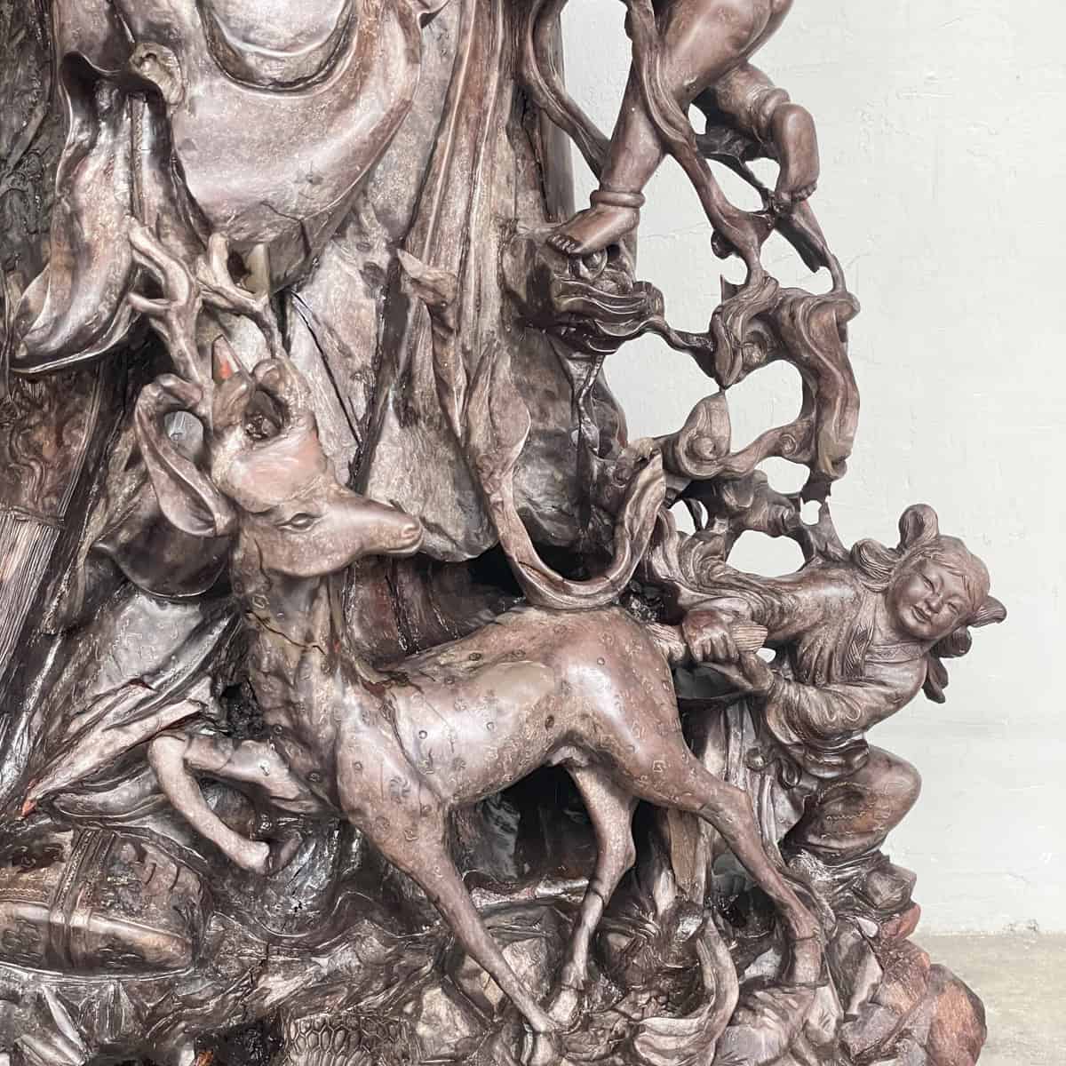 Carved Wooden Shouxing (寿星) Sculpture