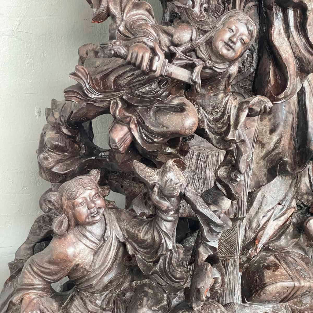 Carved Wooden Shouxing (寿星) Sculpture