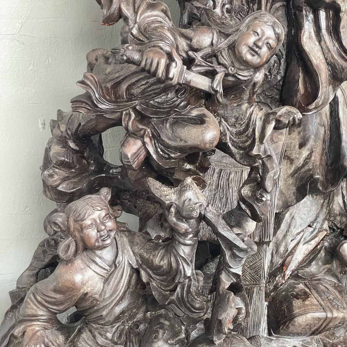 Carved Wooden Shouxing (寿星) Sculpture