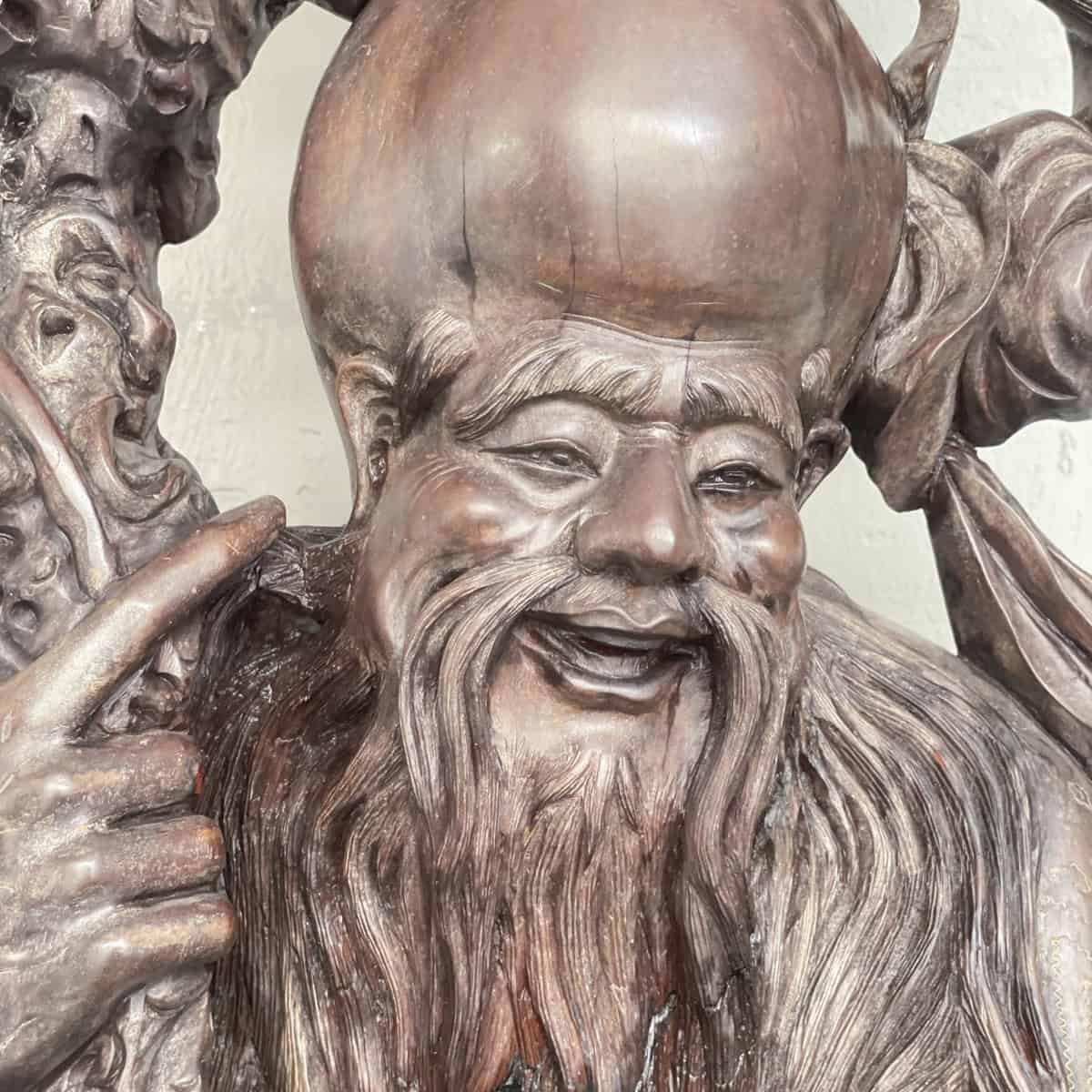 Carved Wooden Shouxing (寿星) Sculpture