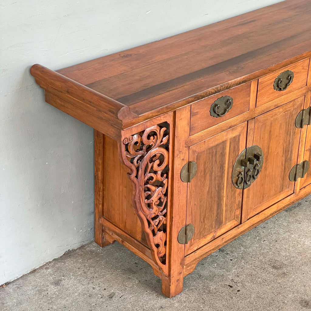 Elm Sideboard with Decorative Carved Sides