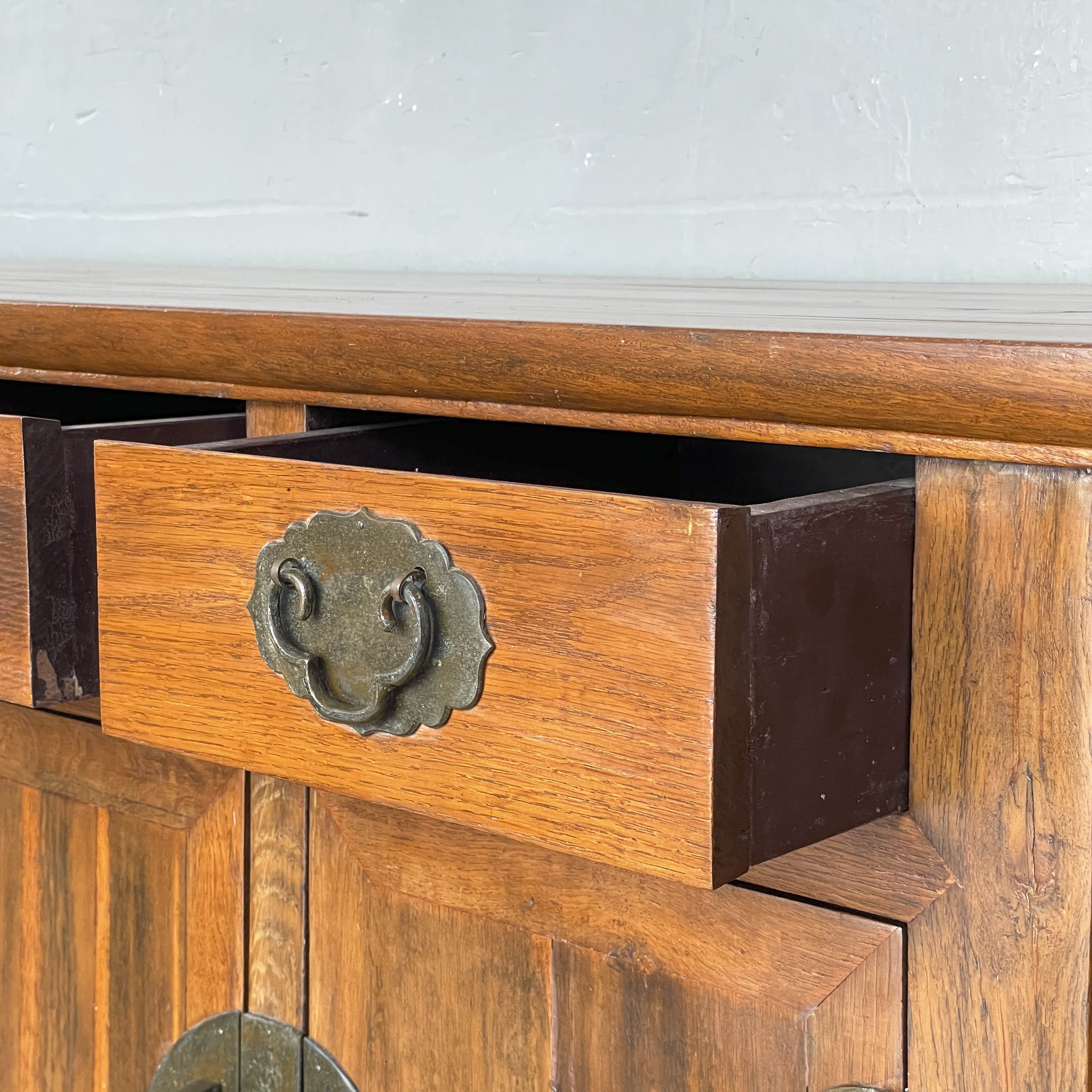 Elm Sideboard with Decorative Carved Sides