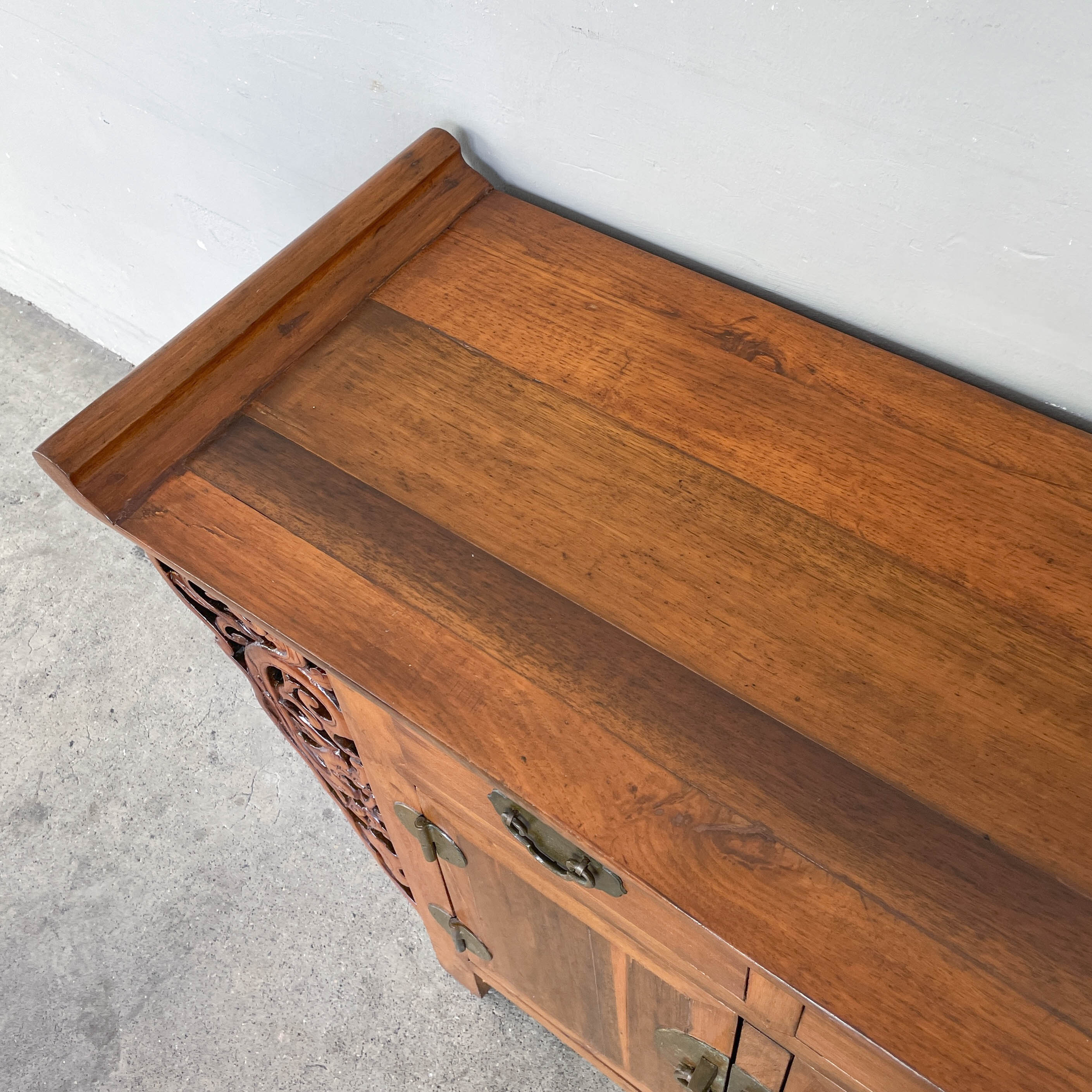 Elm Sideboard with Decorative Carved Sides