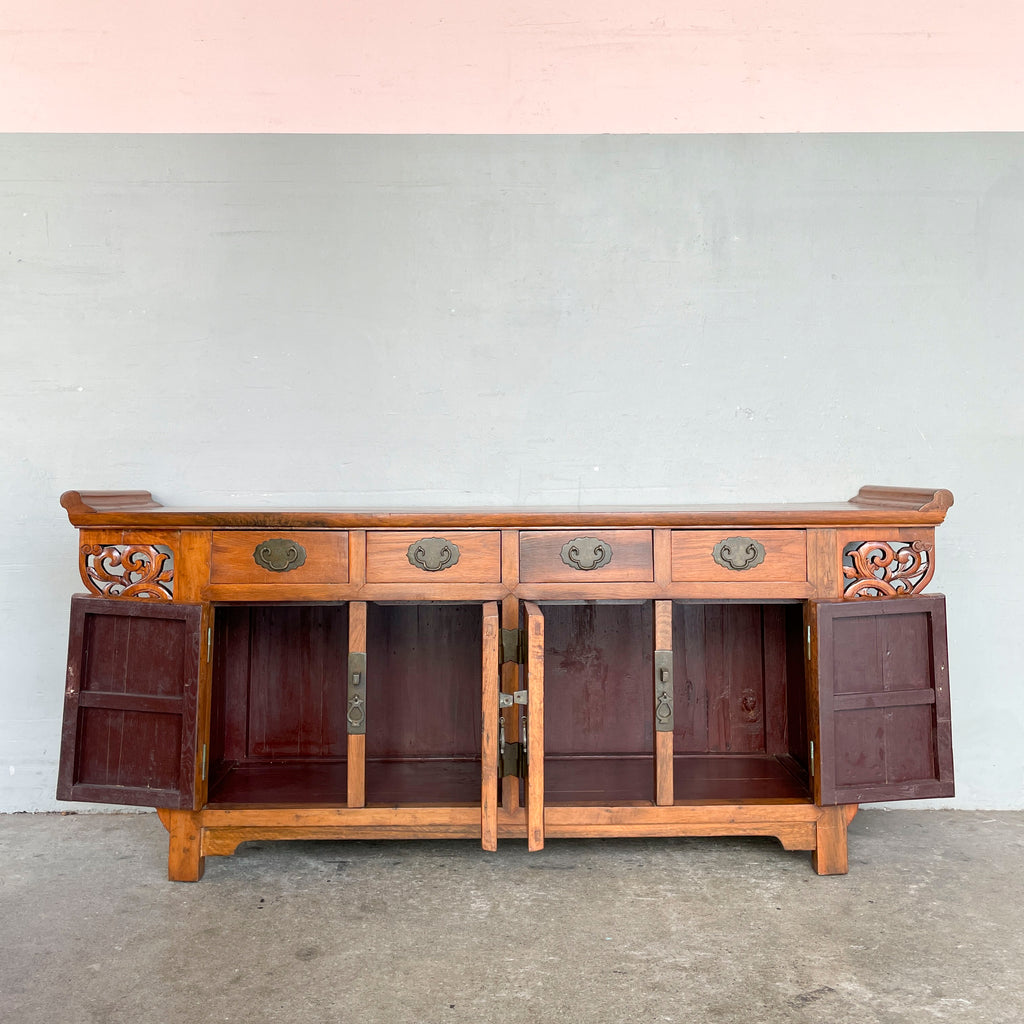 Elm Sideboard with Decorative Carved Sides