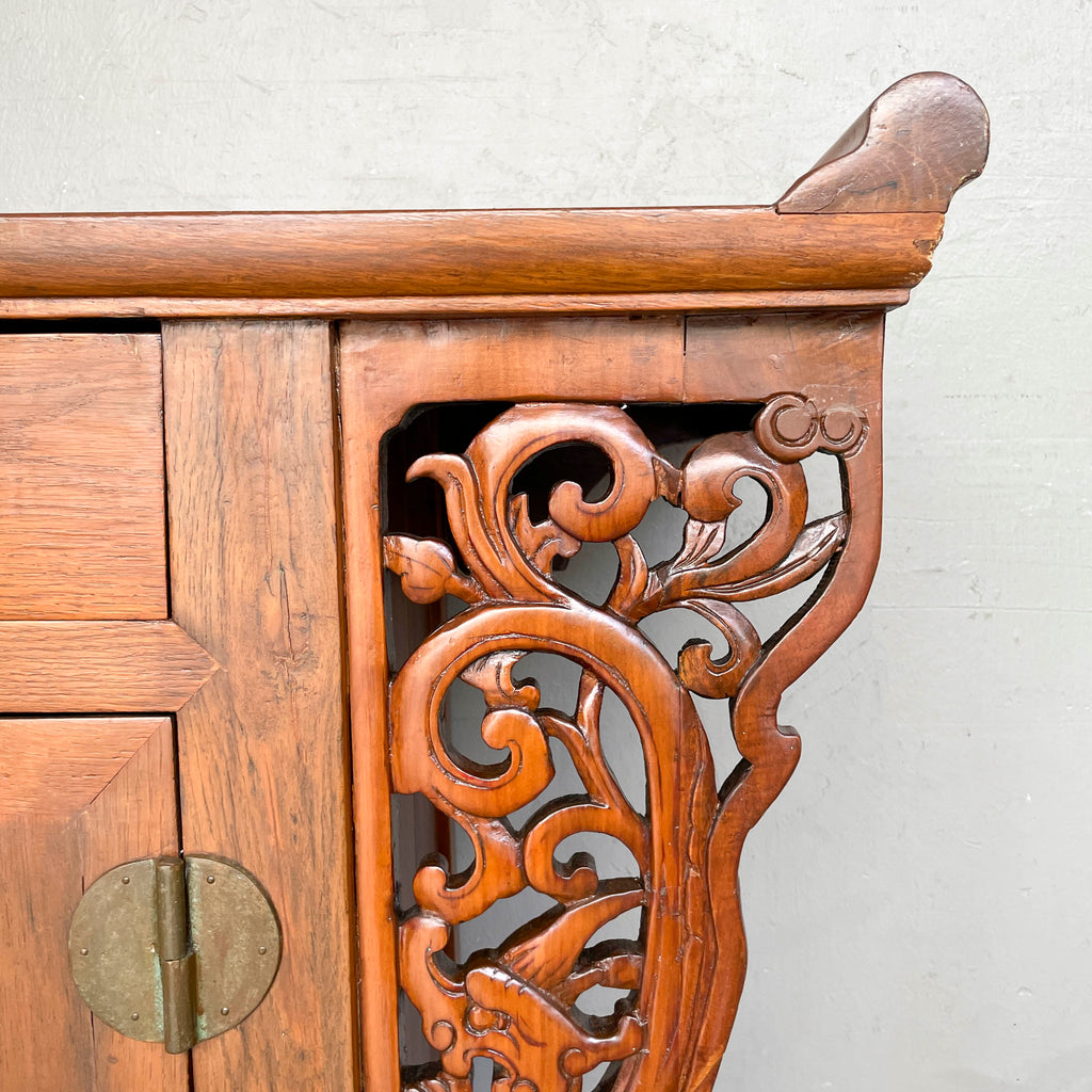 Elm Sideboard with Decorative Carved Sides