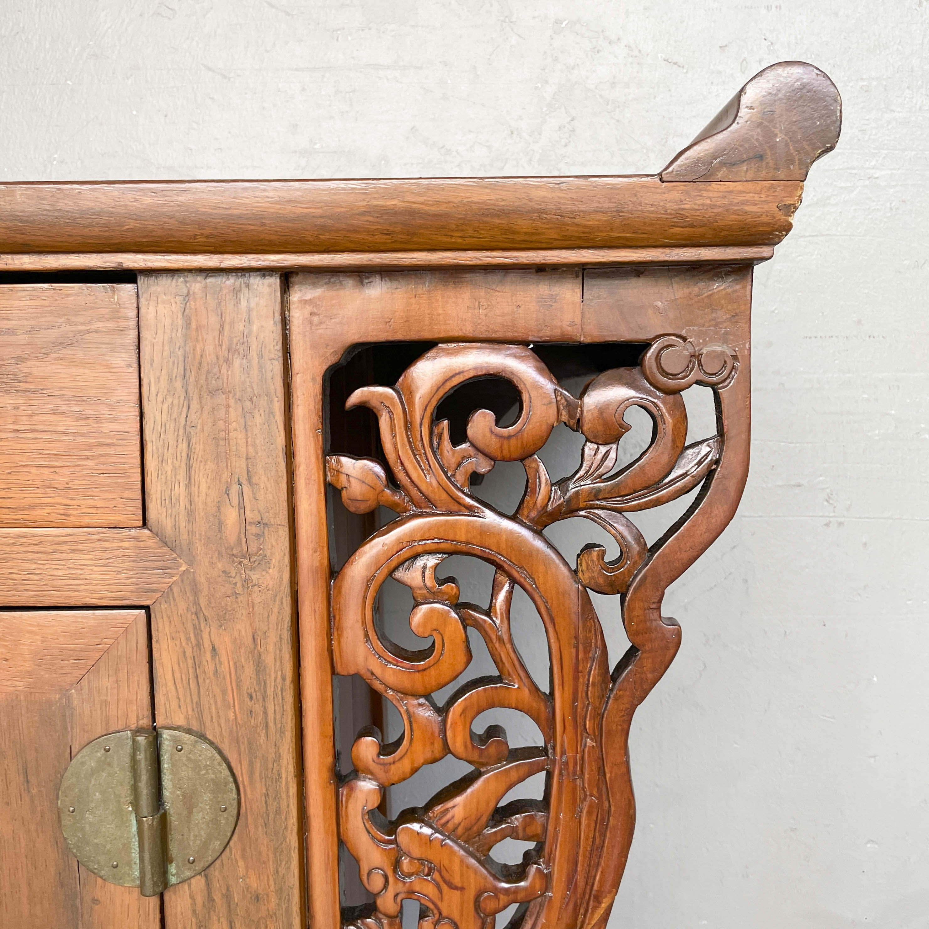 Elm Sideboard with Decorative Carved Sides