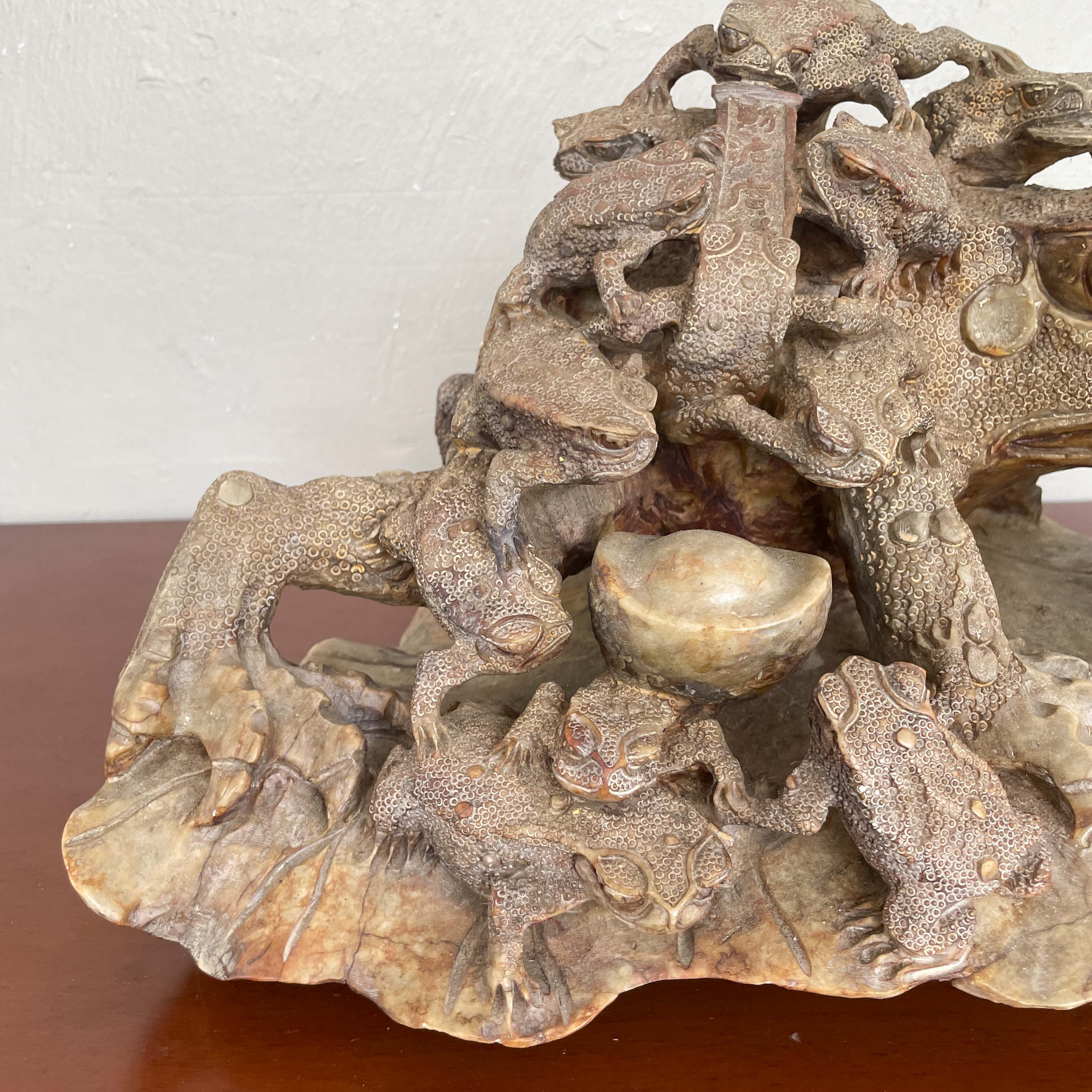 Nest of Golden Toads (金蟾) Prosperity Stone Sculpture