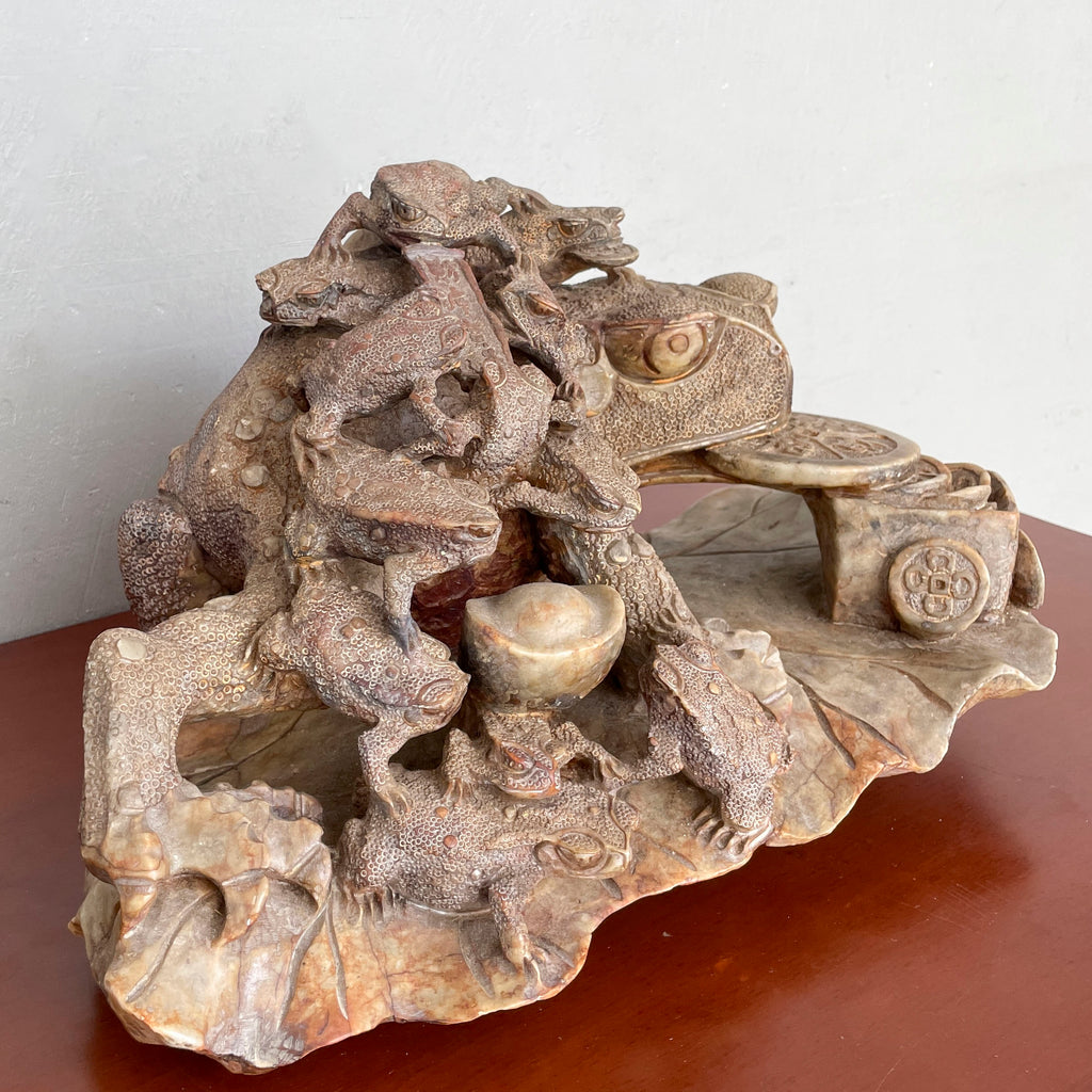 Nest of Golden Toads (金蟾) Prosperity Stone Sculpture
