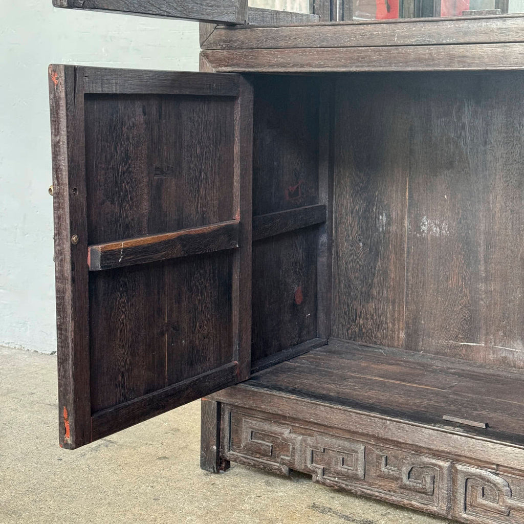 Jichi Wood Display Cabinet with Carved Panels