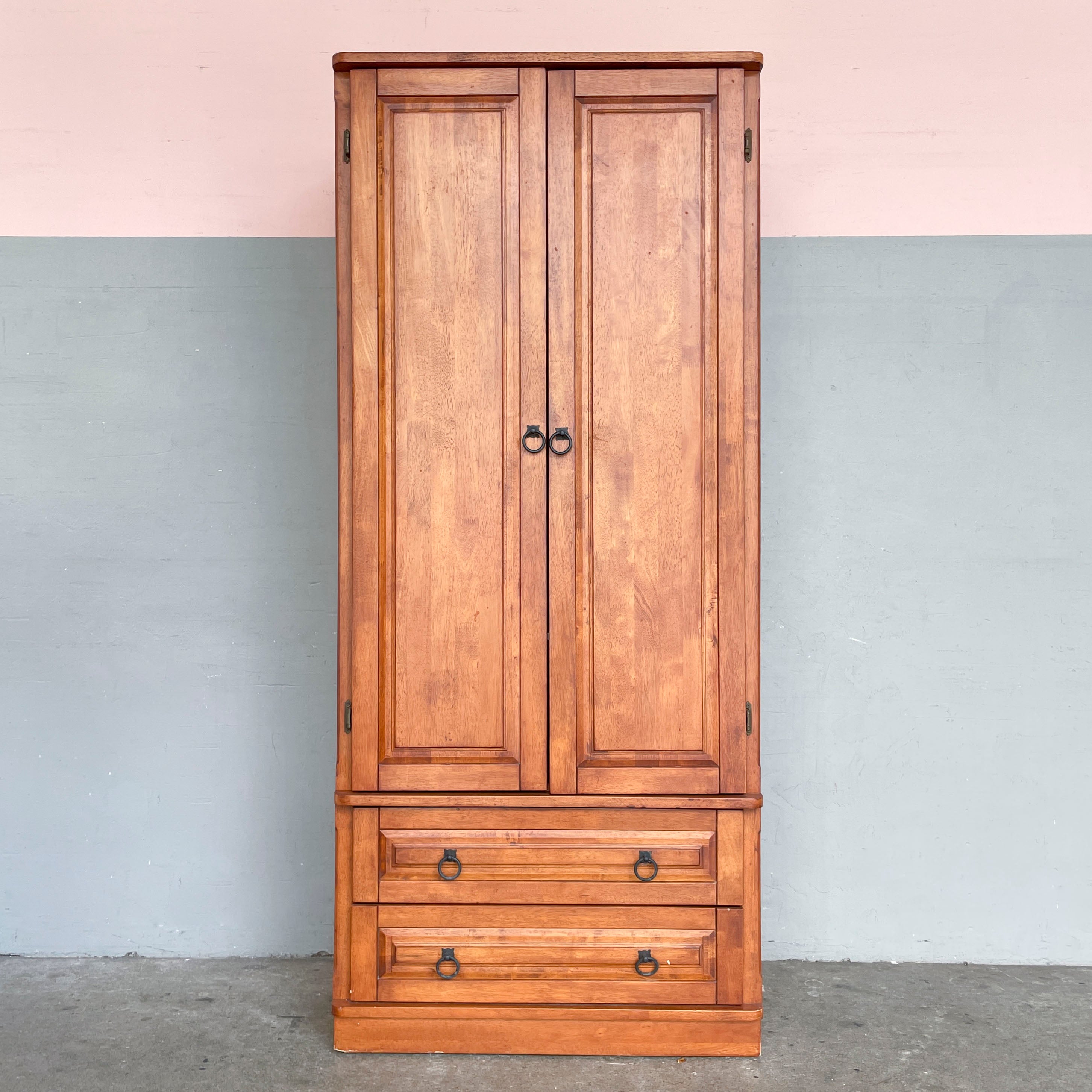 Panelled Rubber Wood Wardrobe