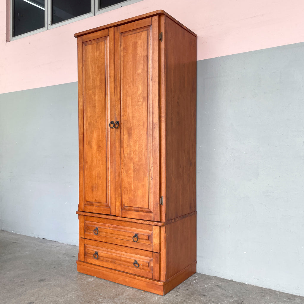 Panelled Rubber Wood Wardrobe