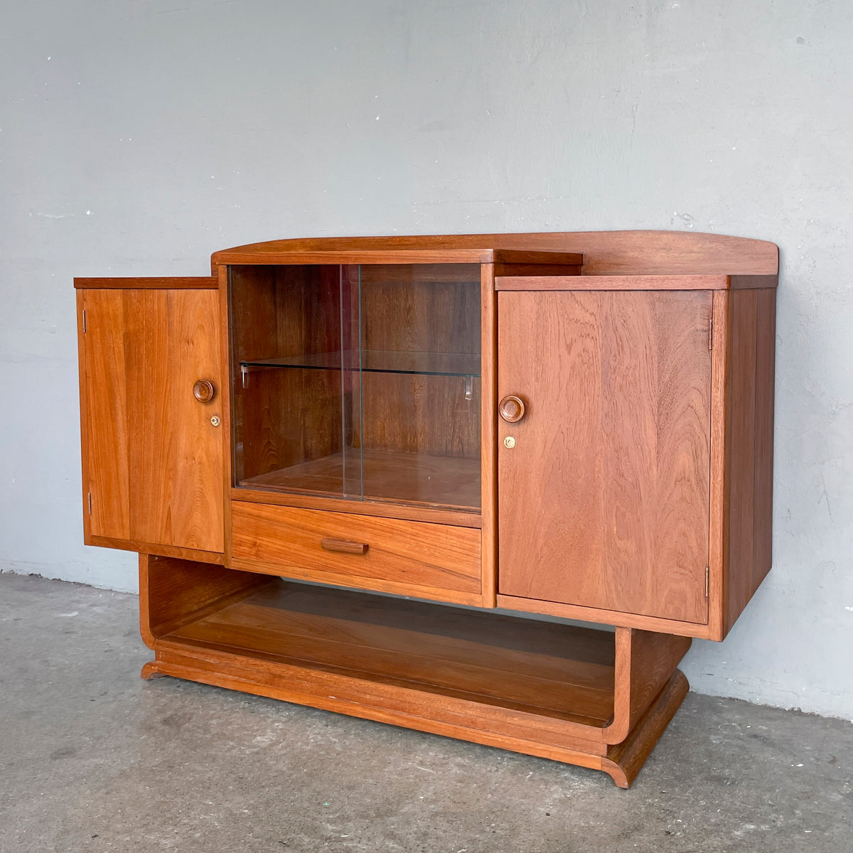 Newly Refurbished Burmese Teak U Leg Sideboard