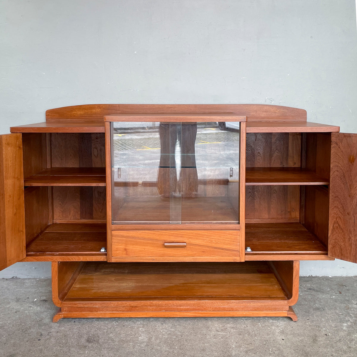 Newly Refurbished Burmese Teak U Leg Sideboard