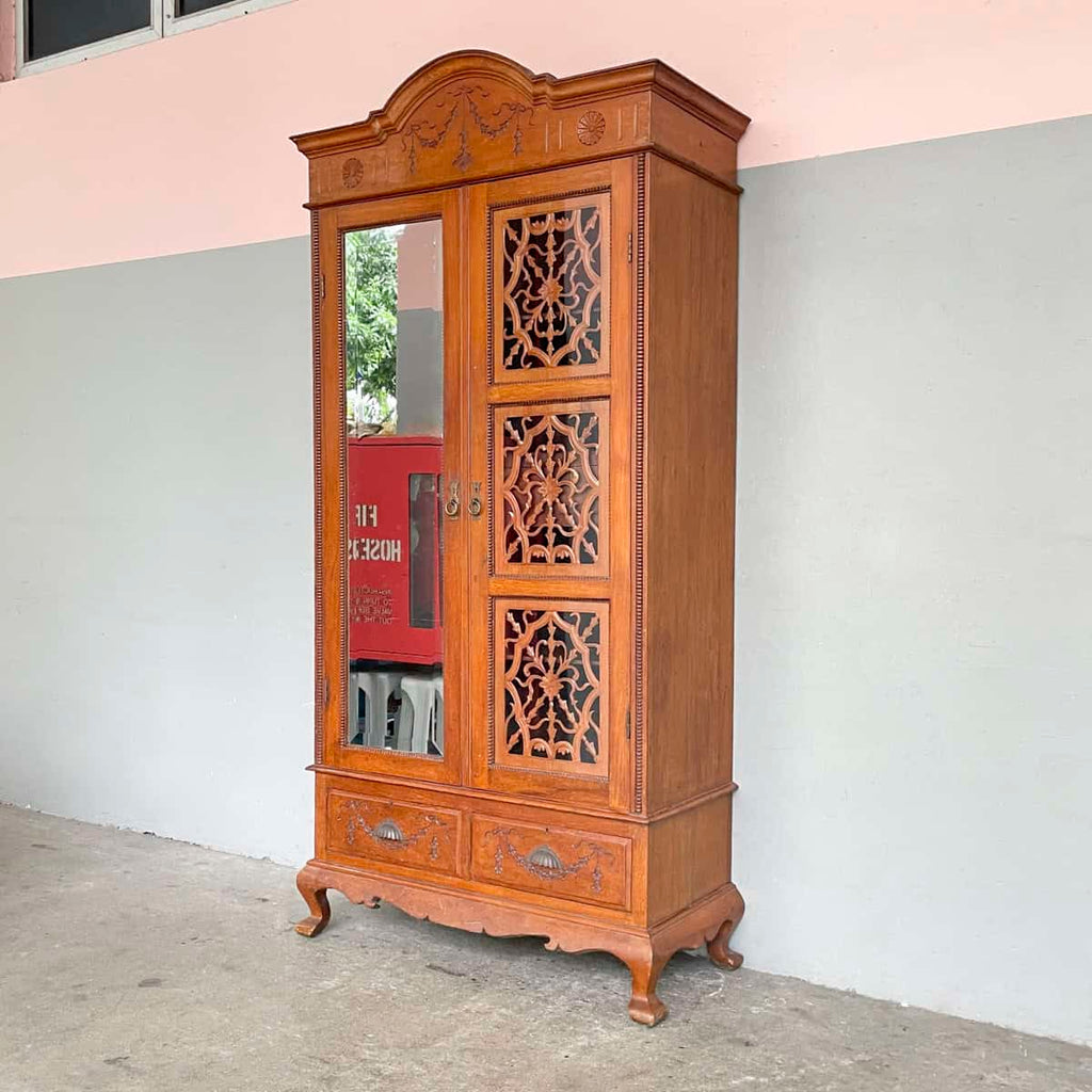 Vintage Carved Colonial-Style Wardrobe
