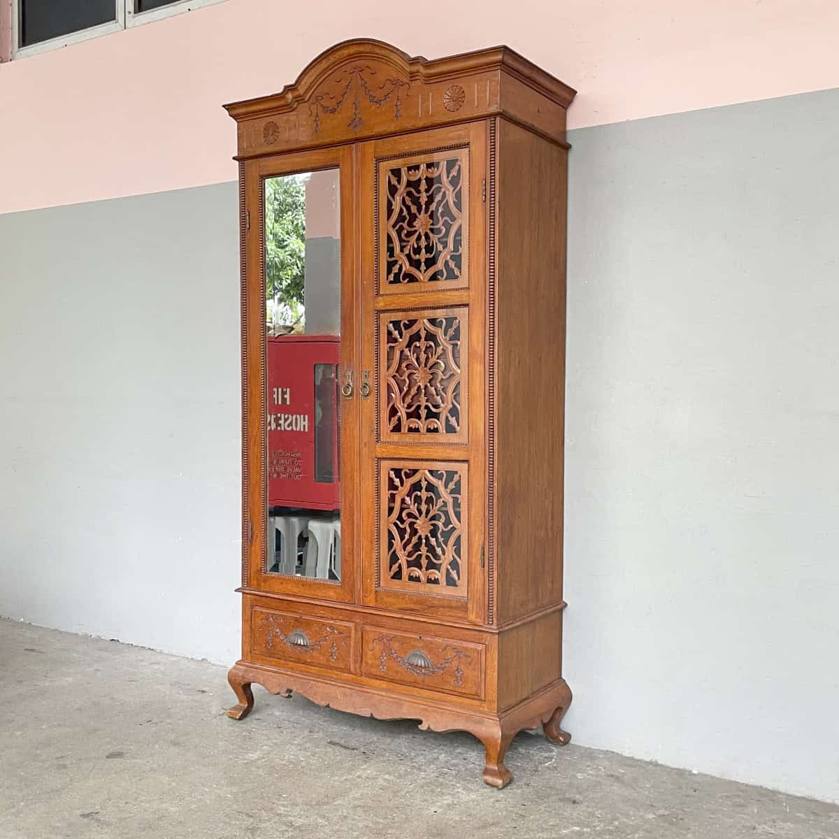 Vintage Carved Colonial-Style Wardrobe