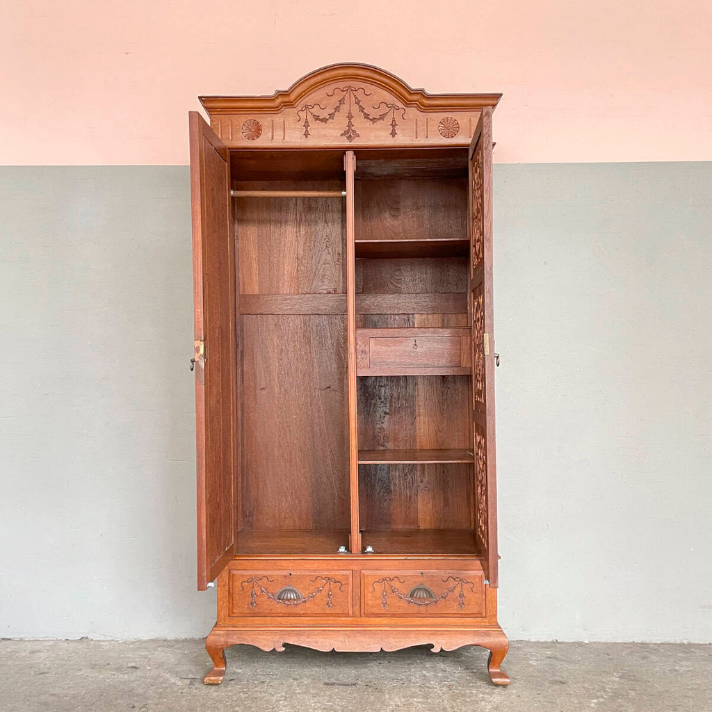 Vintage Carved Colonial-Style Wardrobe