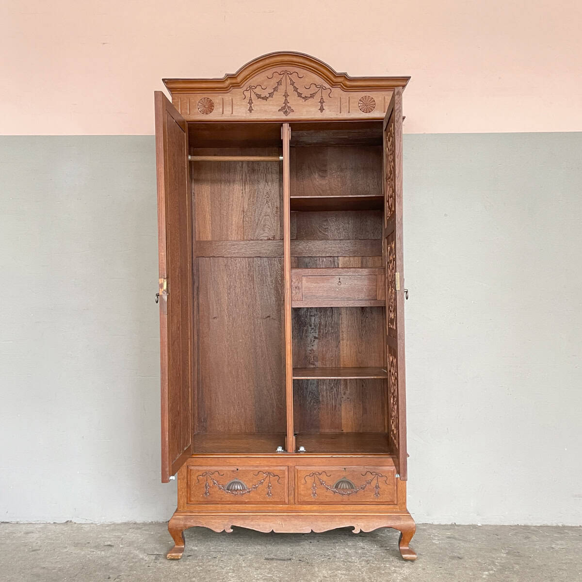 Vintage Carved Colonial-Style Wardrobe