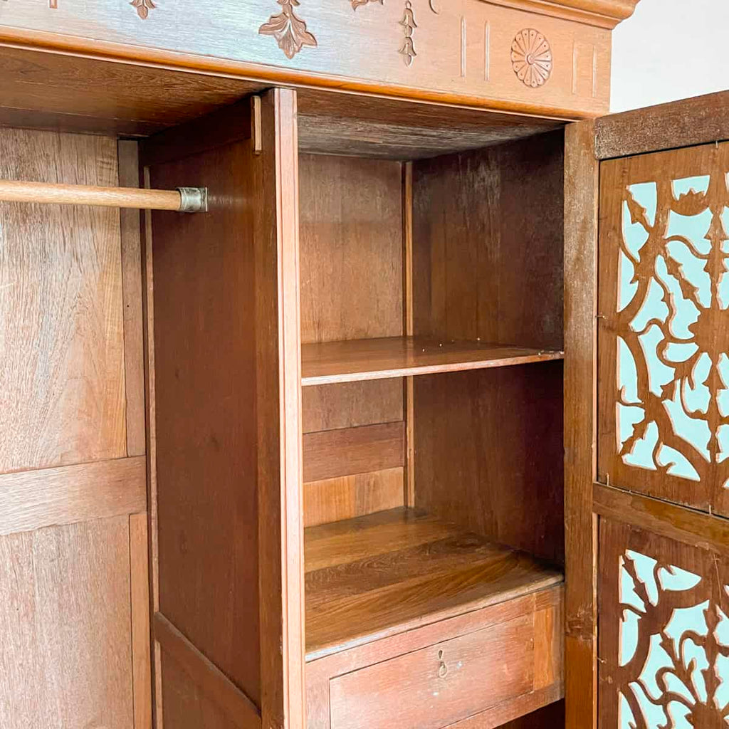 Vintage Carved Colonial-Style Wardrobe