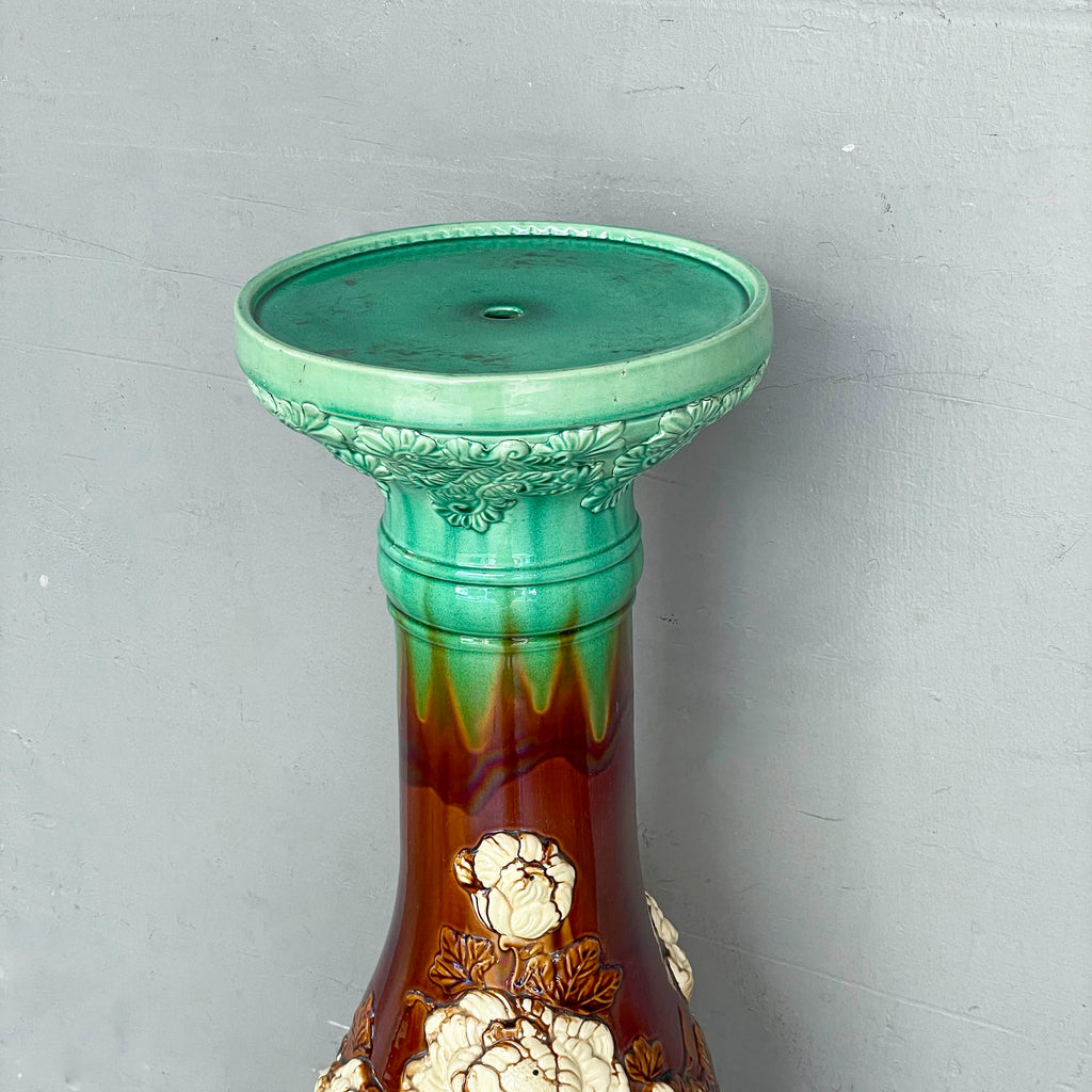Ceramic "Sancai" Plant Stand with Peony Motifs