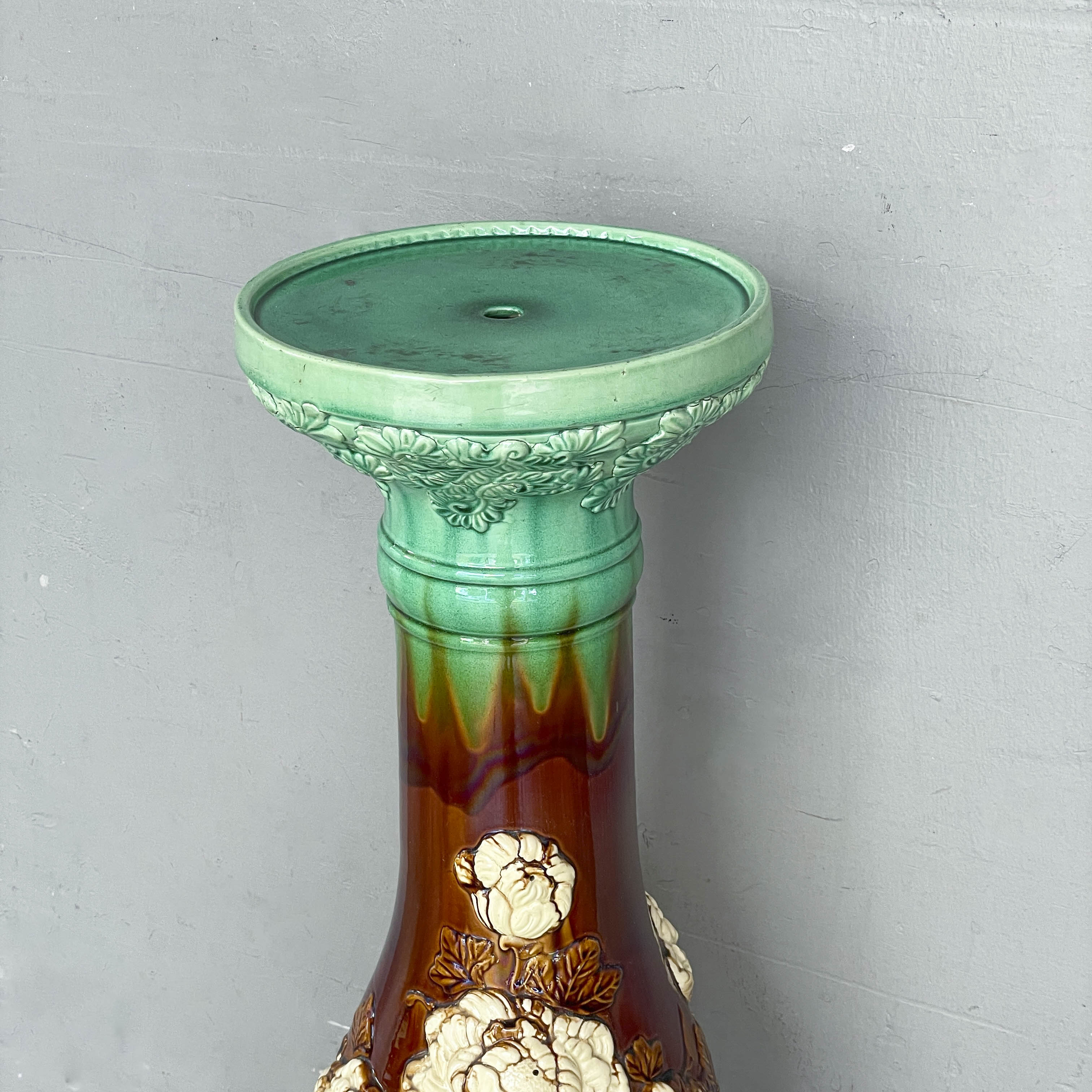 Ceramic "Sancai" Plant Stand with Peony Motifs