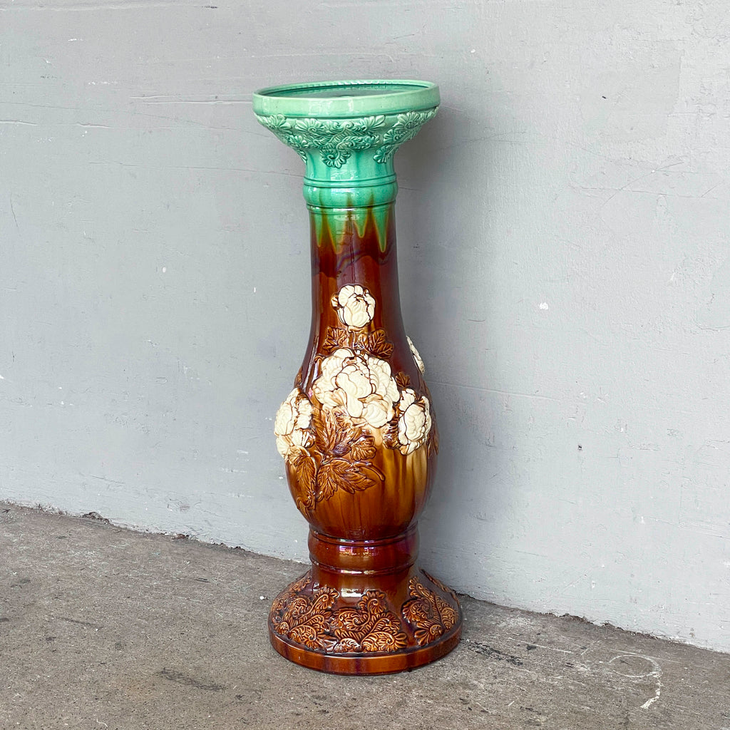 Ceramic "Sancai" Plant Stand with Peony Motifs