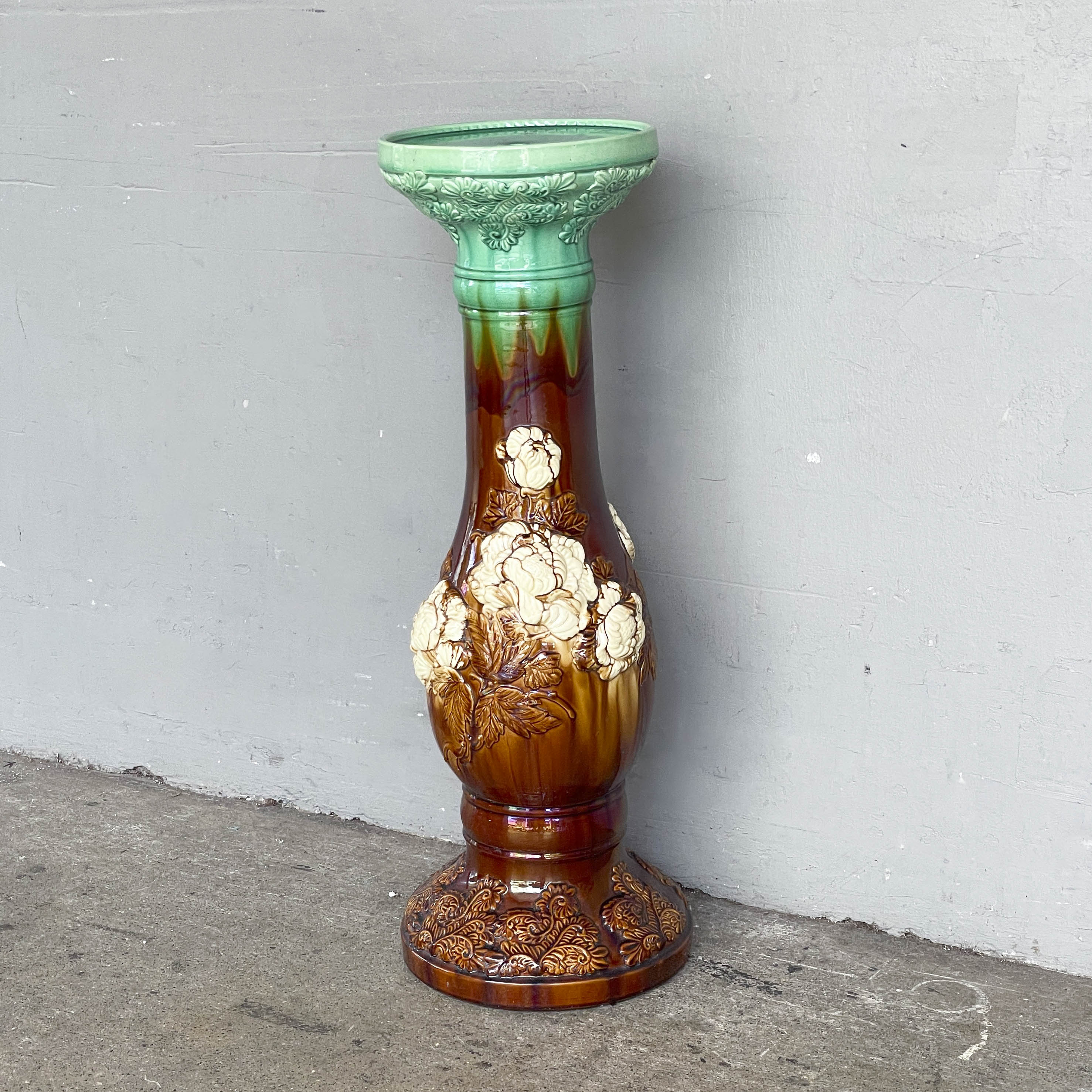 Ceramic "Sancai" Plant Stand with Peony Motifs