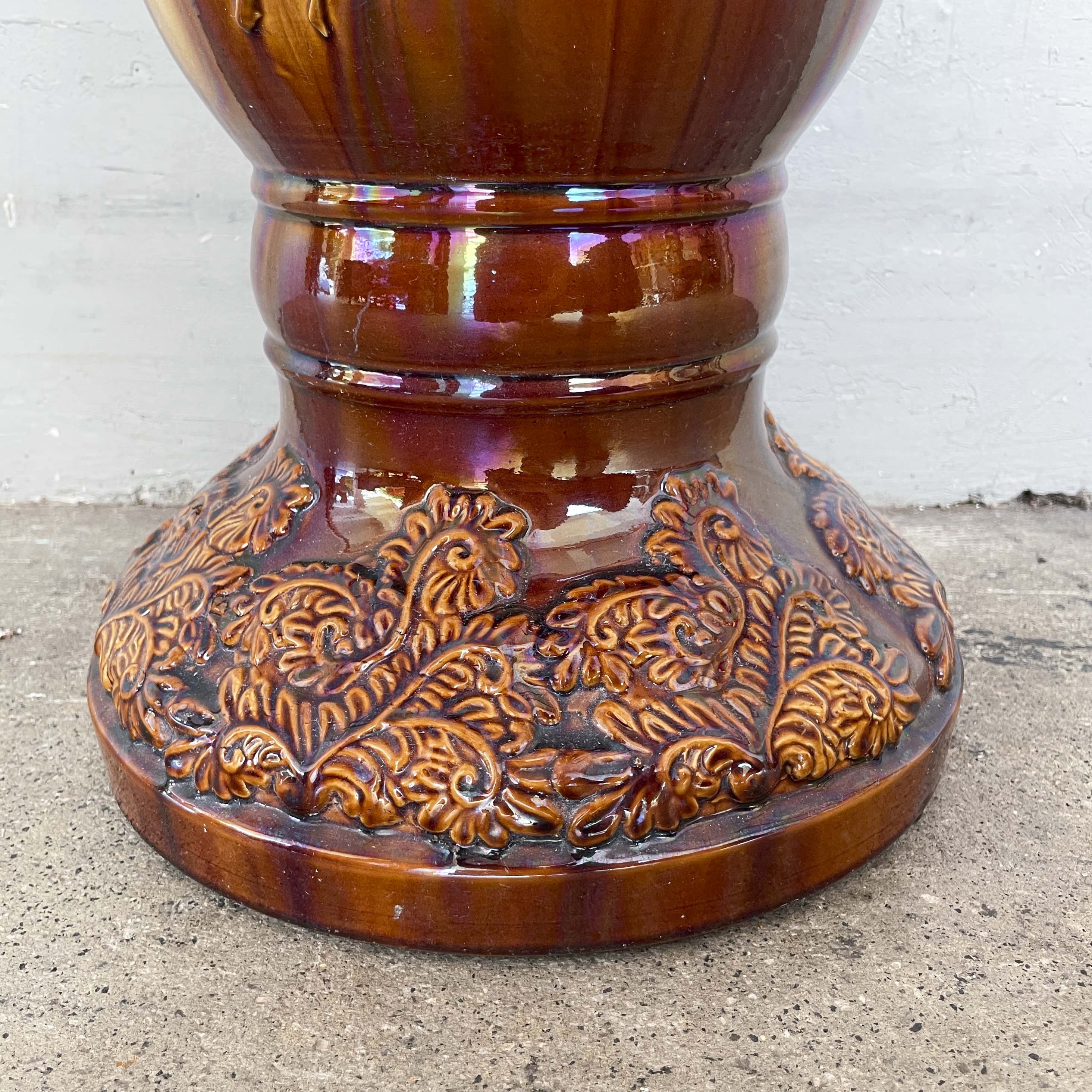 Ceramic "Sancai" Plant Stand with Peony Motifs