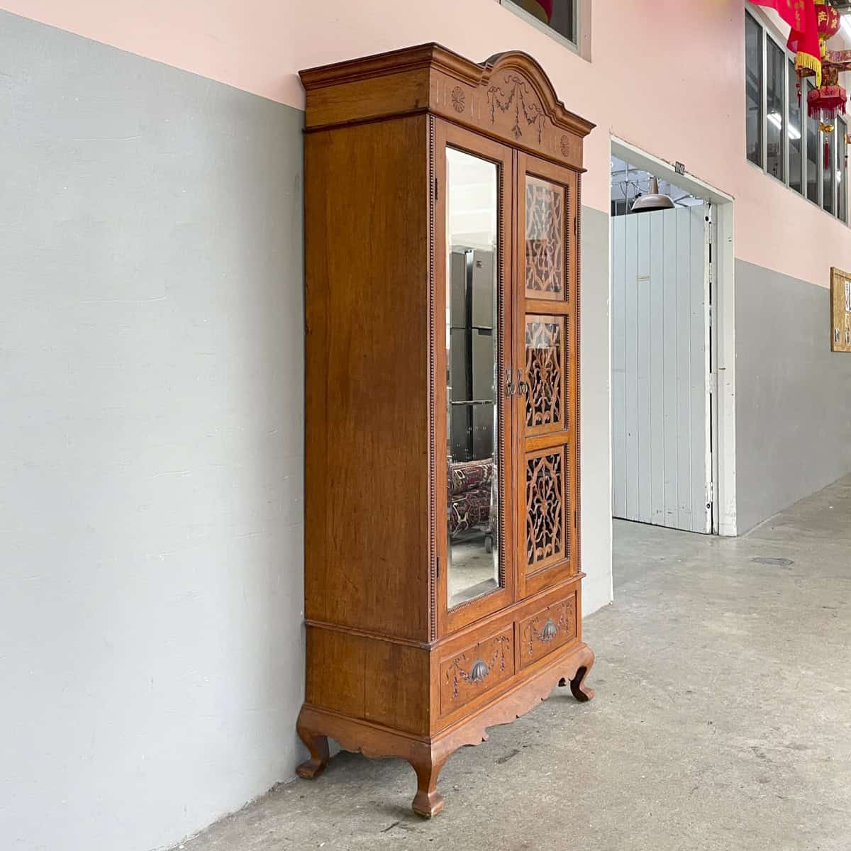 Vintage Carved Colonial-Style Wardrobe