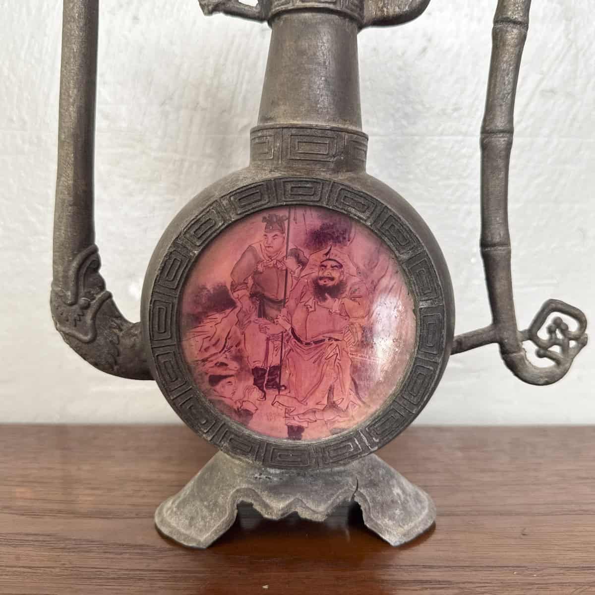 Vintage Pewter Teapot with Panelled Scenes (Round)