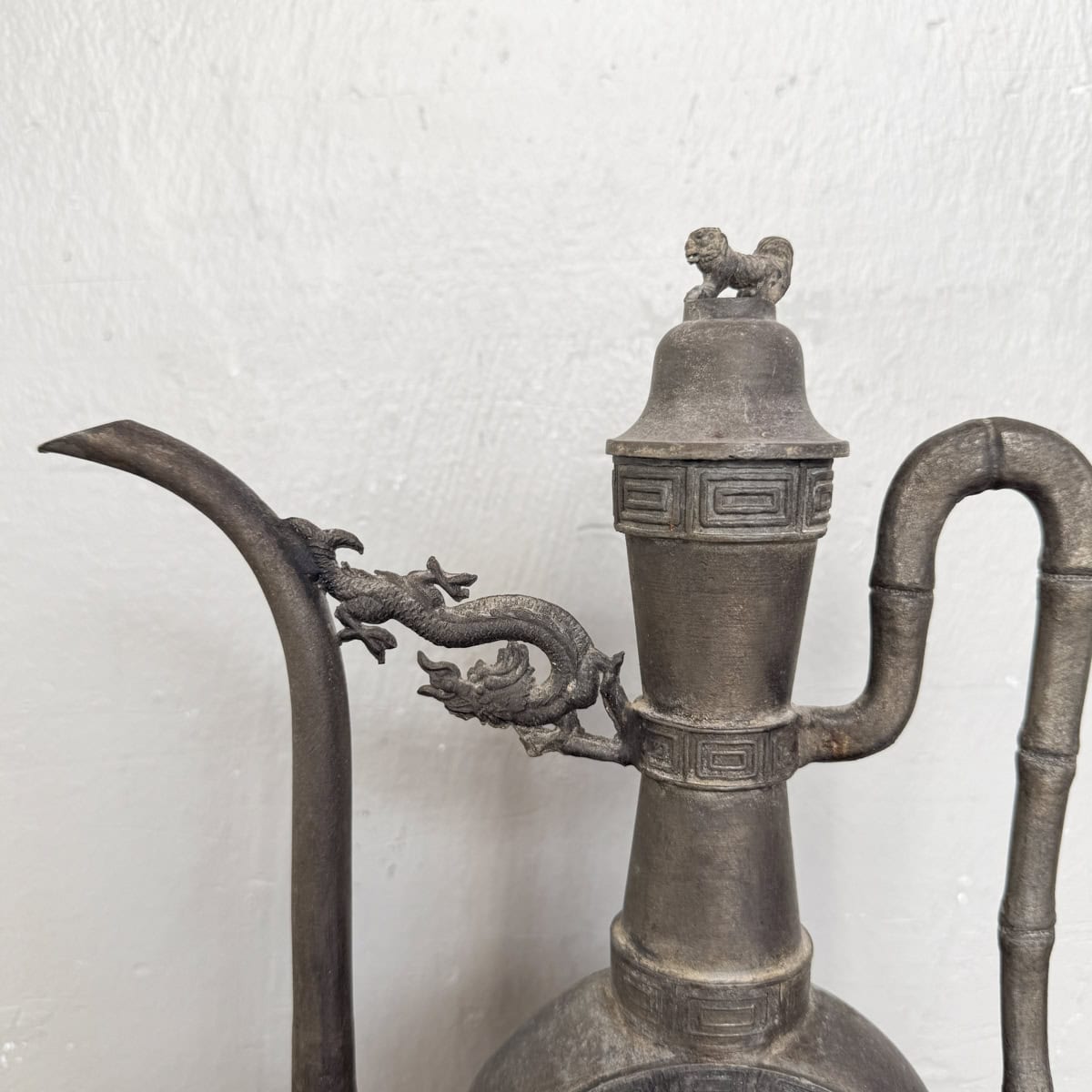 Vintage Pewter Teapot with Panelled Scenes (Round)