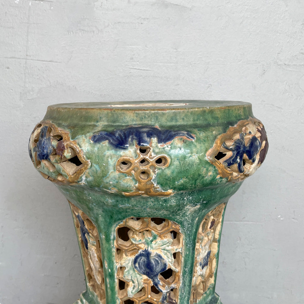 Vintage Glazed Ceramic Planter Stand