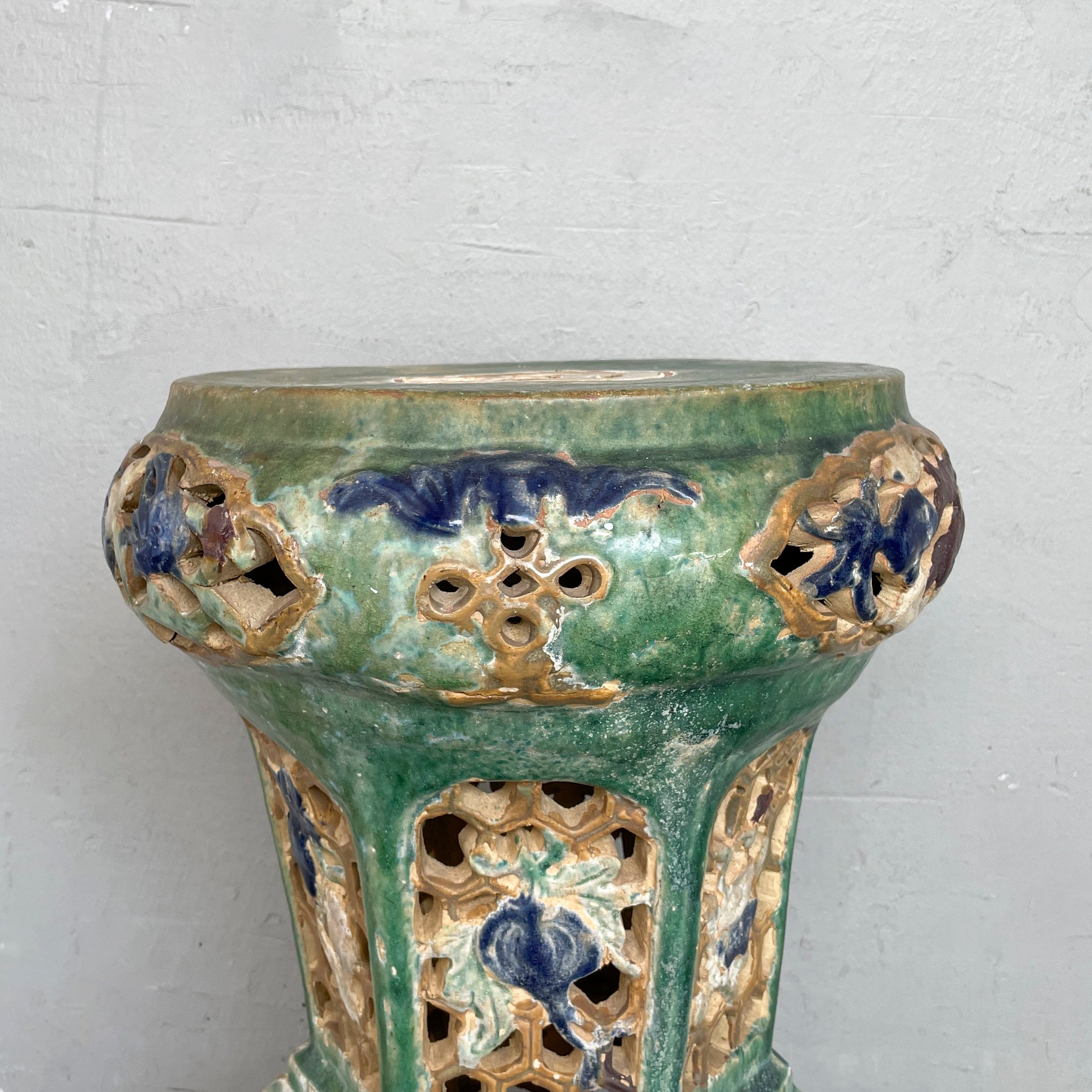 Vintage Glazed Ceramic Planter Stand