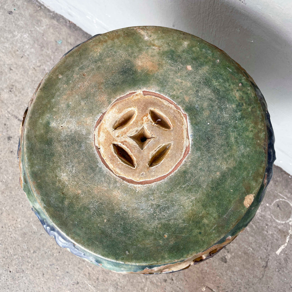 Vintage Glazed Ceramic Planter Stand