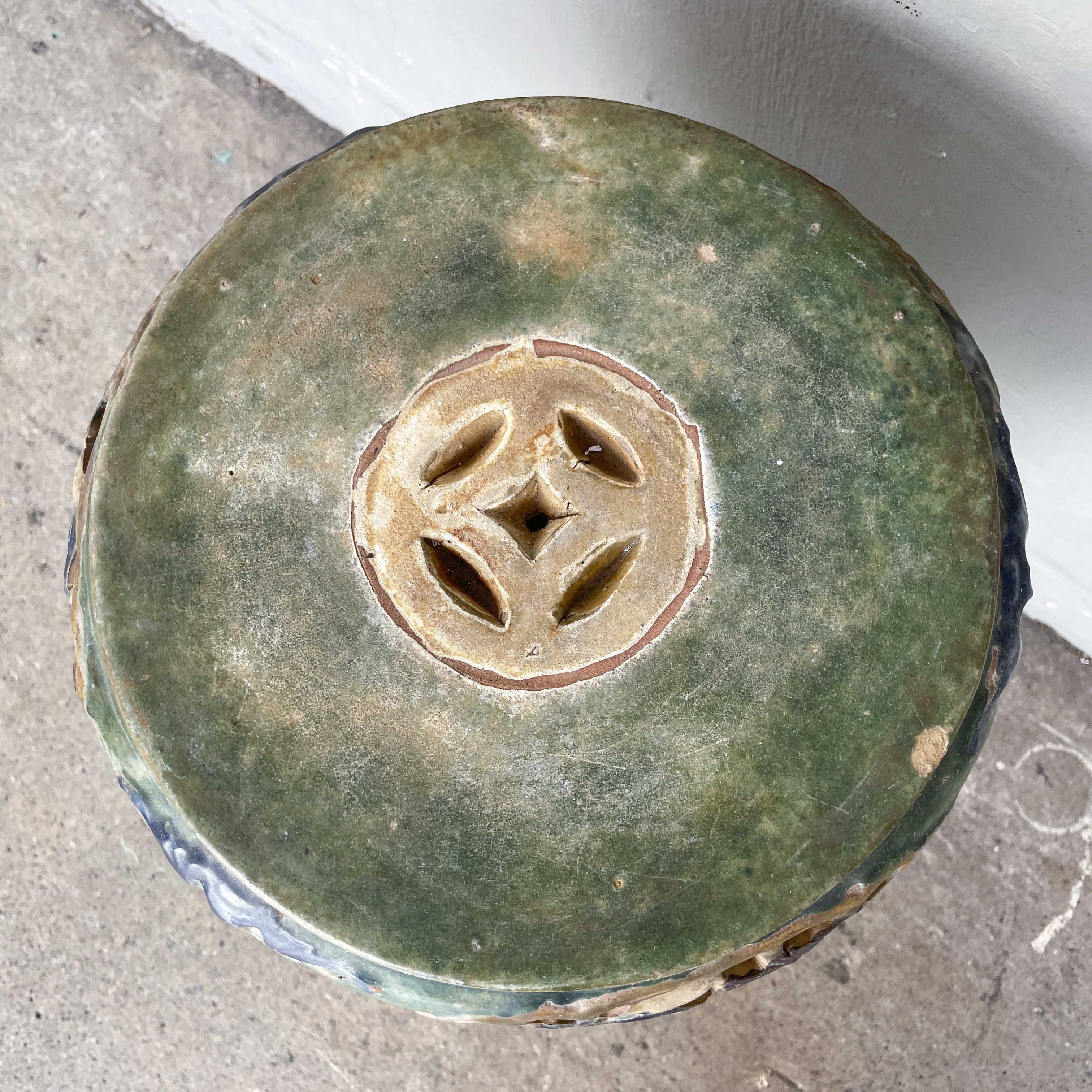 Vintage Glazed Ceramic Planter Stand