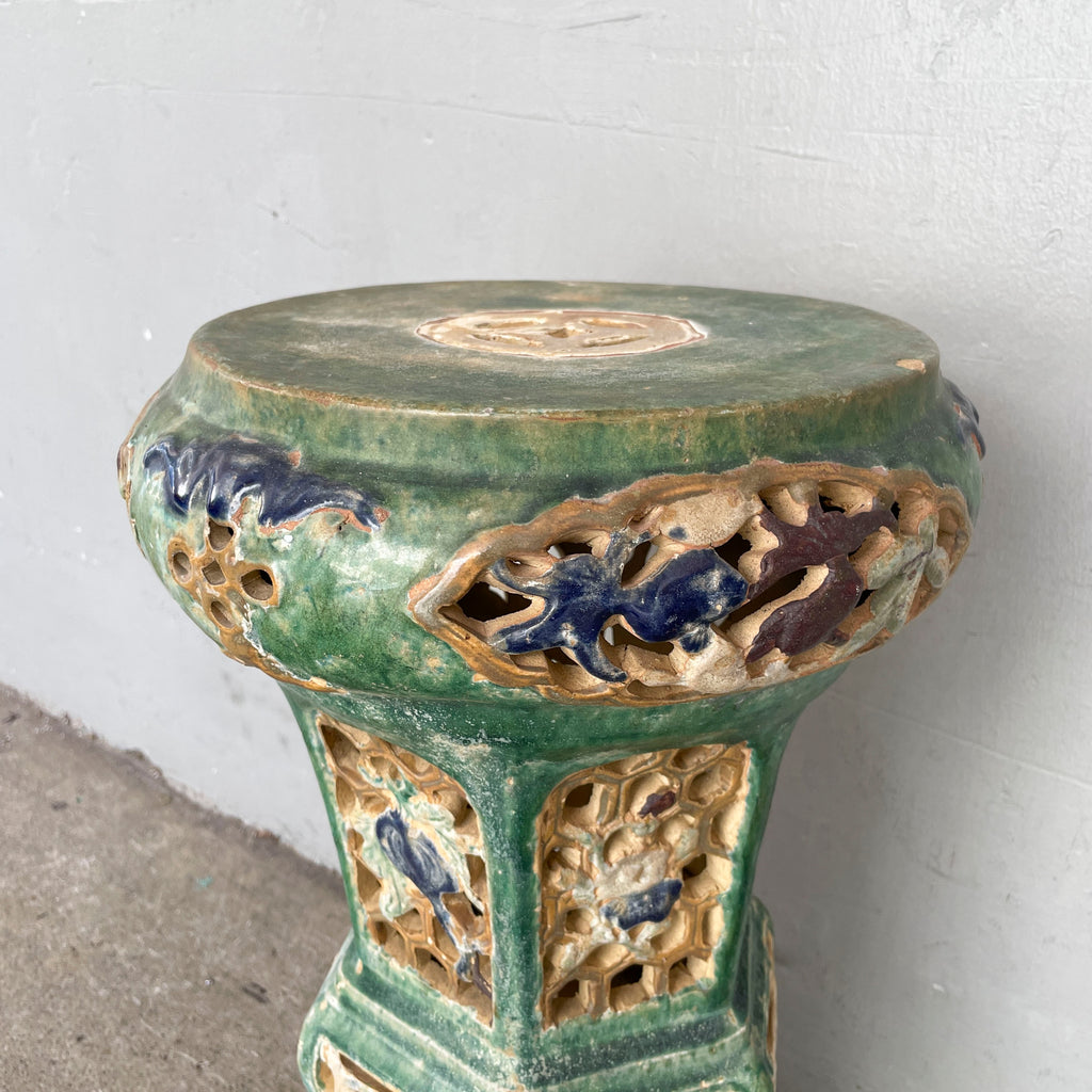 Vintage Glazed Ceramic Planter Stand