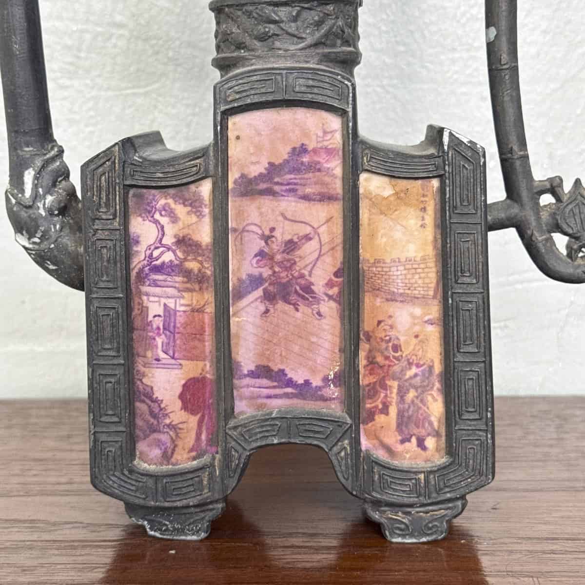 Vintage Pewter Teapot with Panelled Scenes (Square)