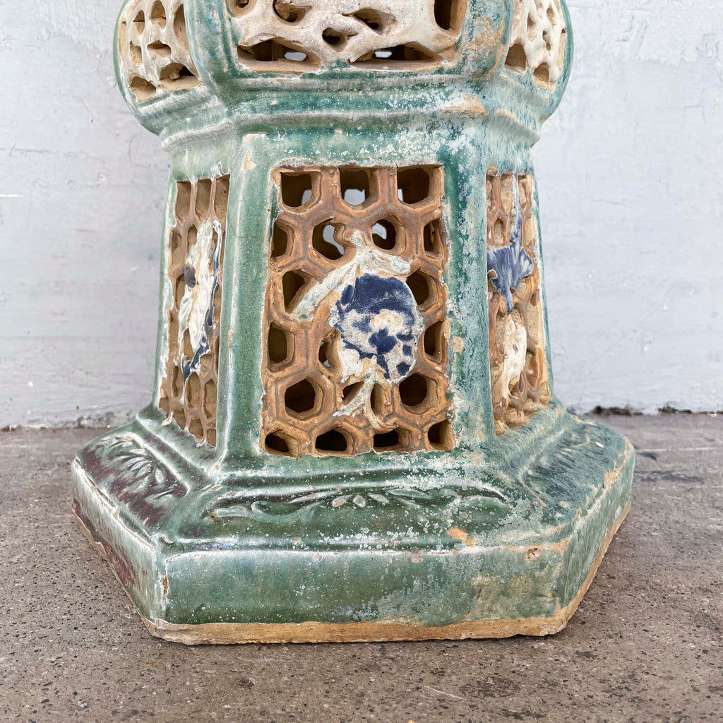 Vintage Glazed Ceramic Planter Stand