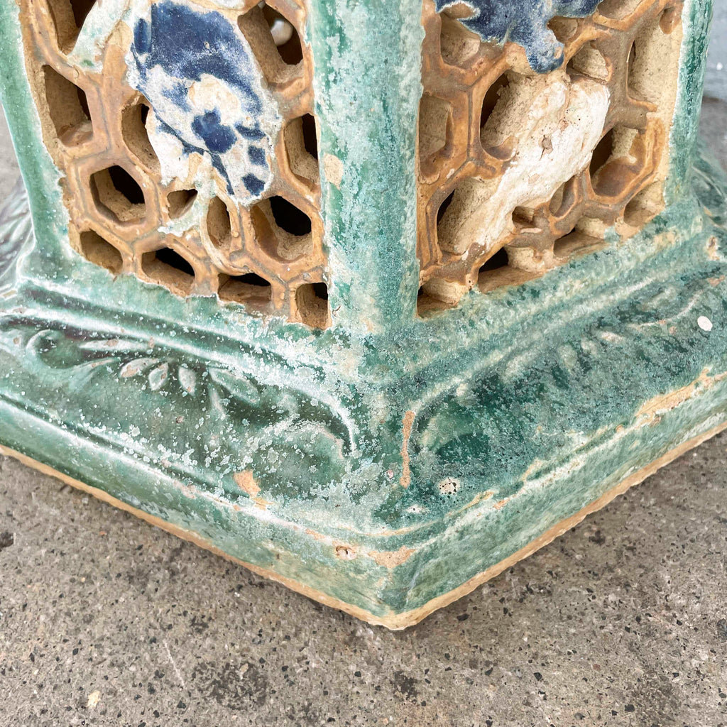 Vintage Glazed Ceramic Planter Stand