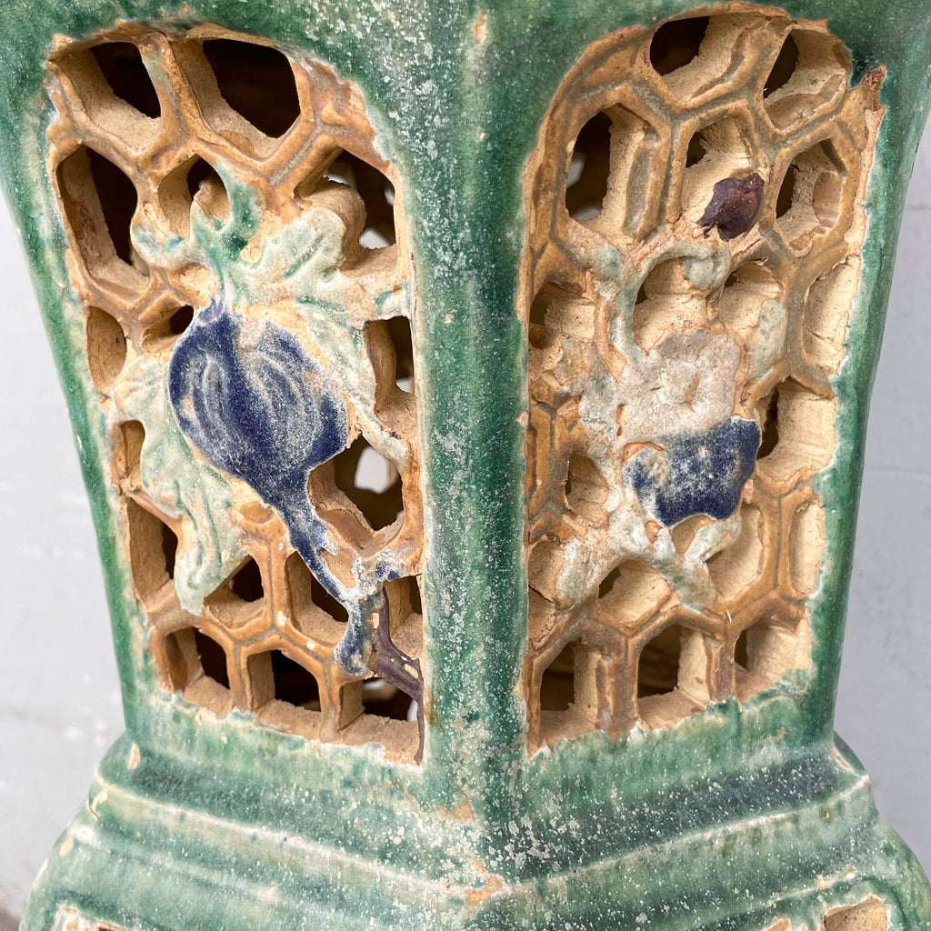 Vintage Glazed Ceramic Planter Stand
