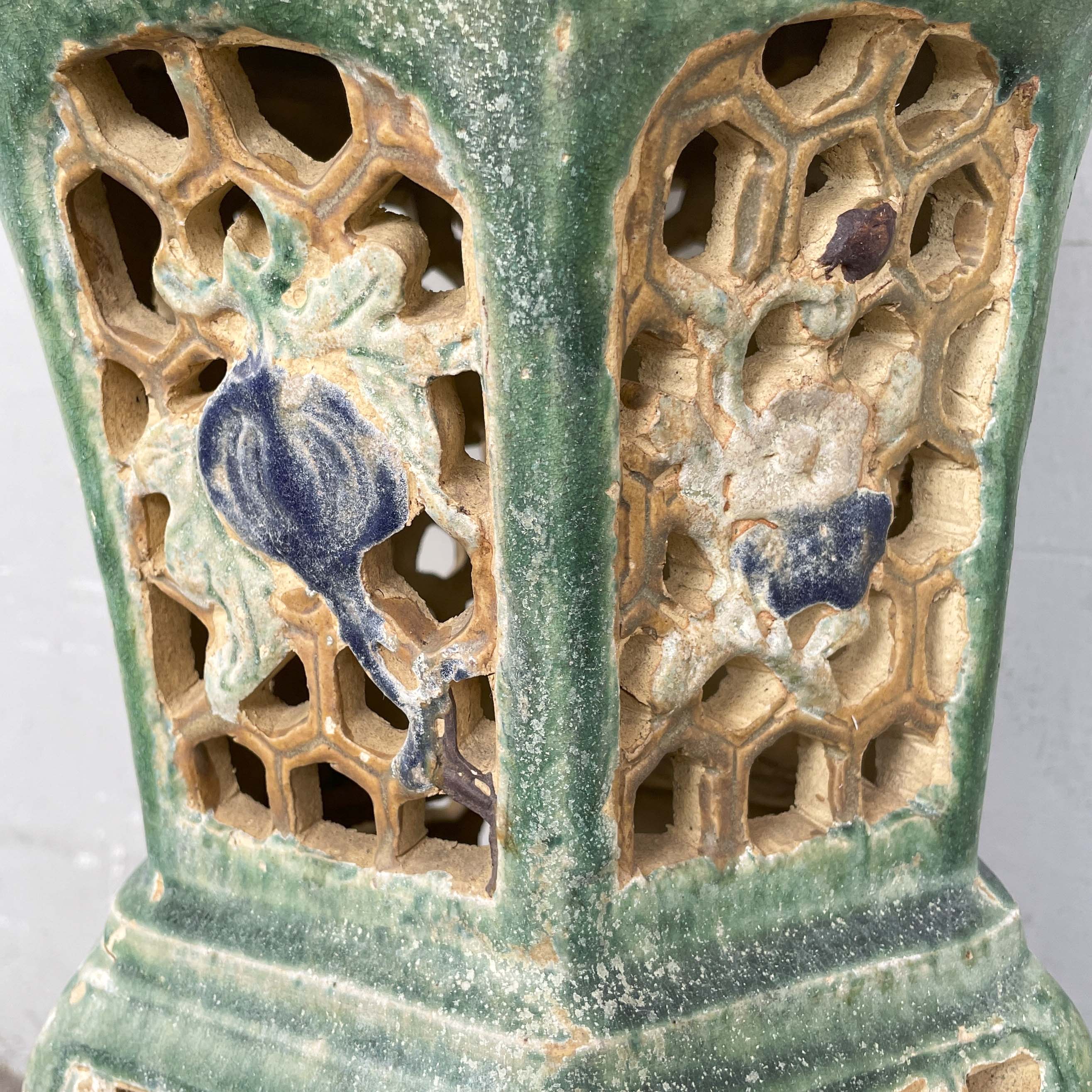 Vintage Glazed Ceramic Planter Stand