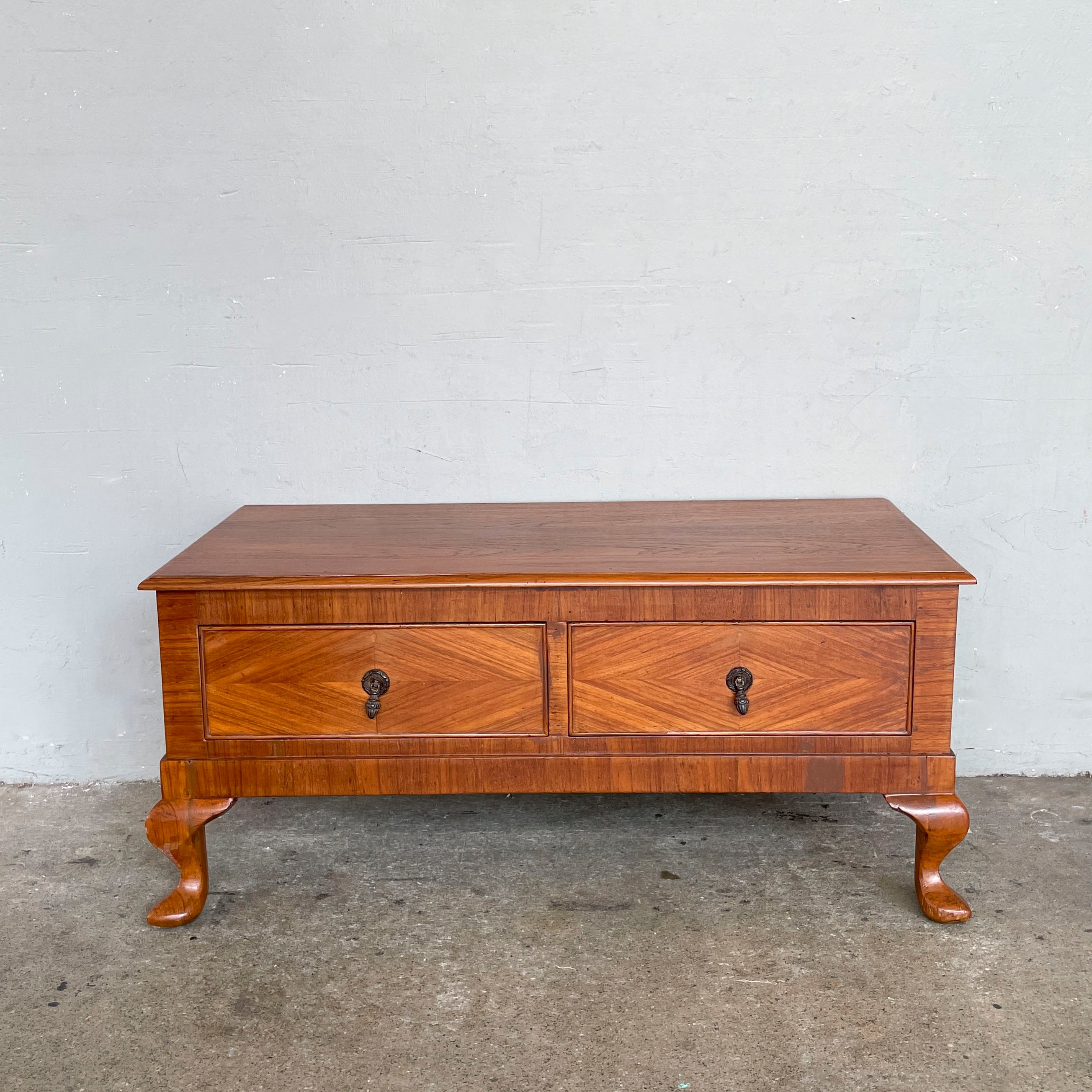 Refurbished Vintage Marquetry Short Console