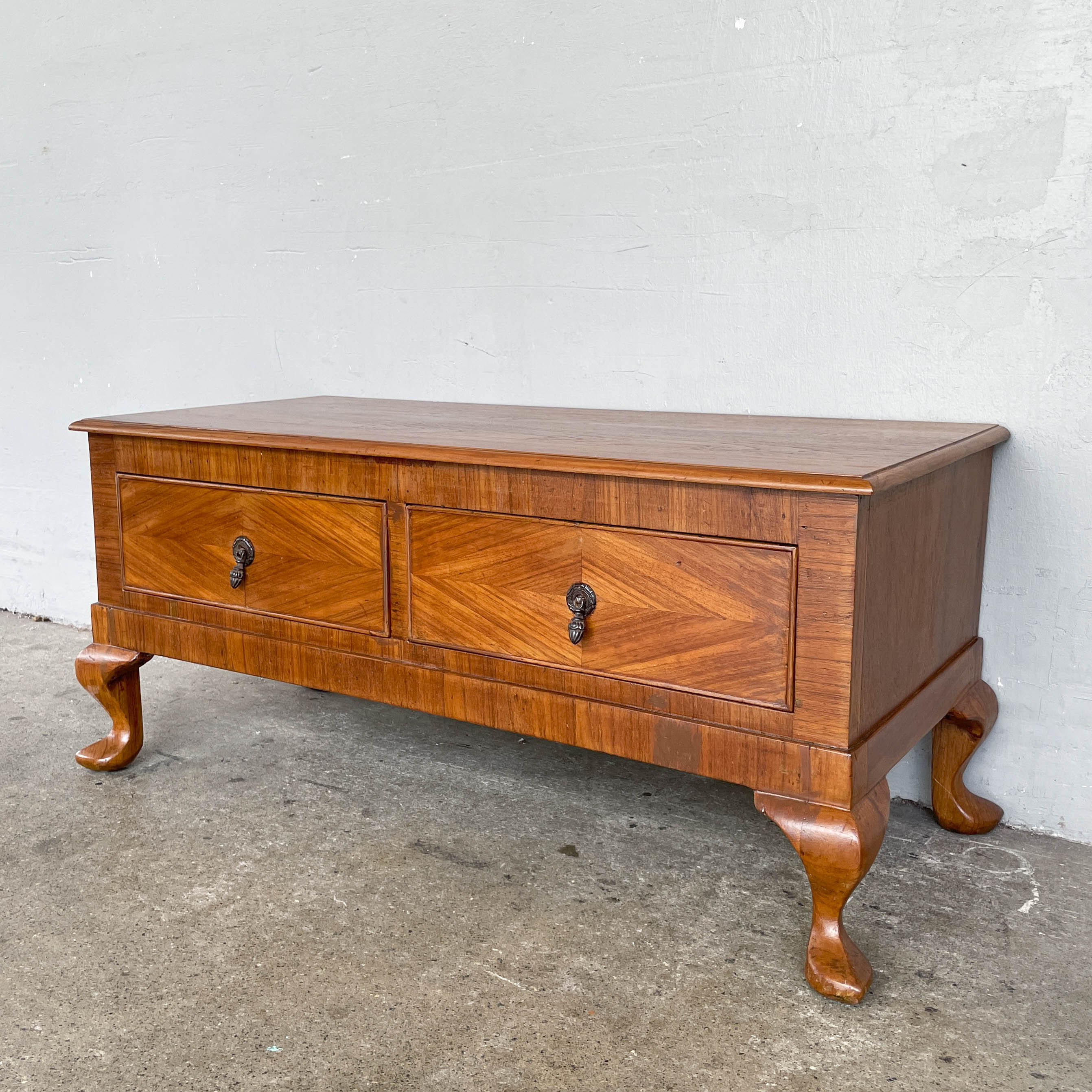 Refurbished Vintage Marquetry Short Console