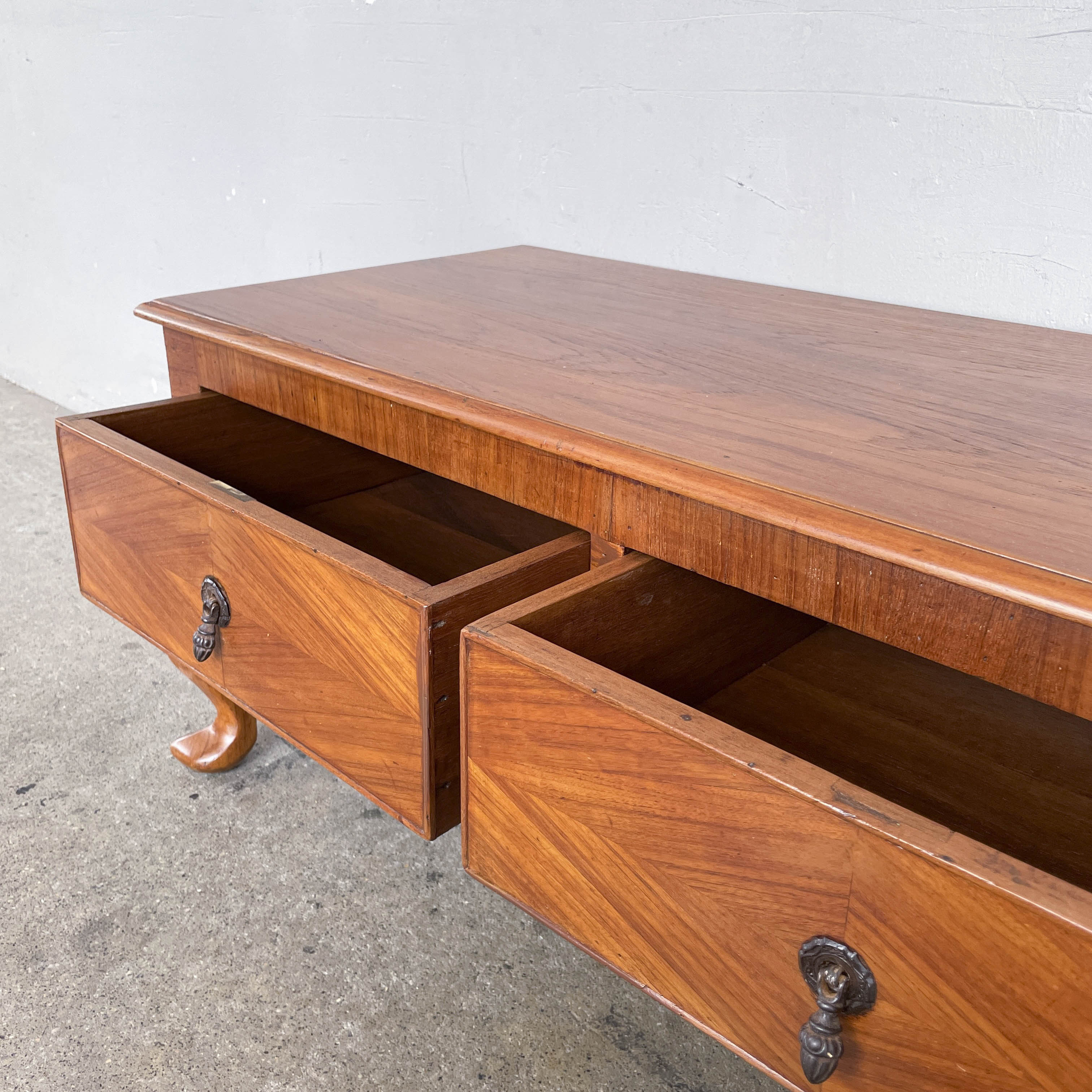 Refurbished Vintage Marquetry Short Console